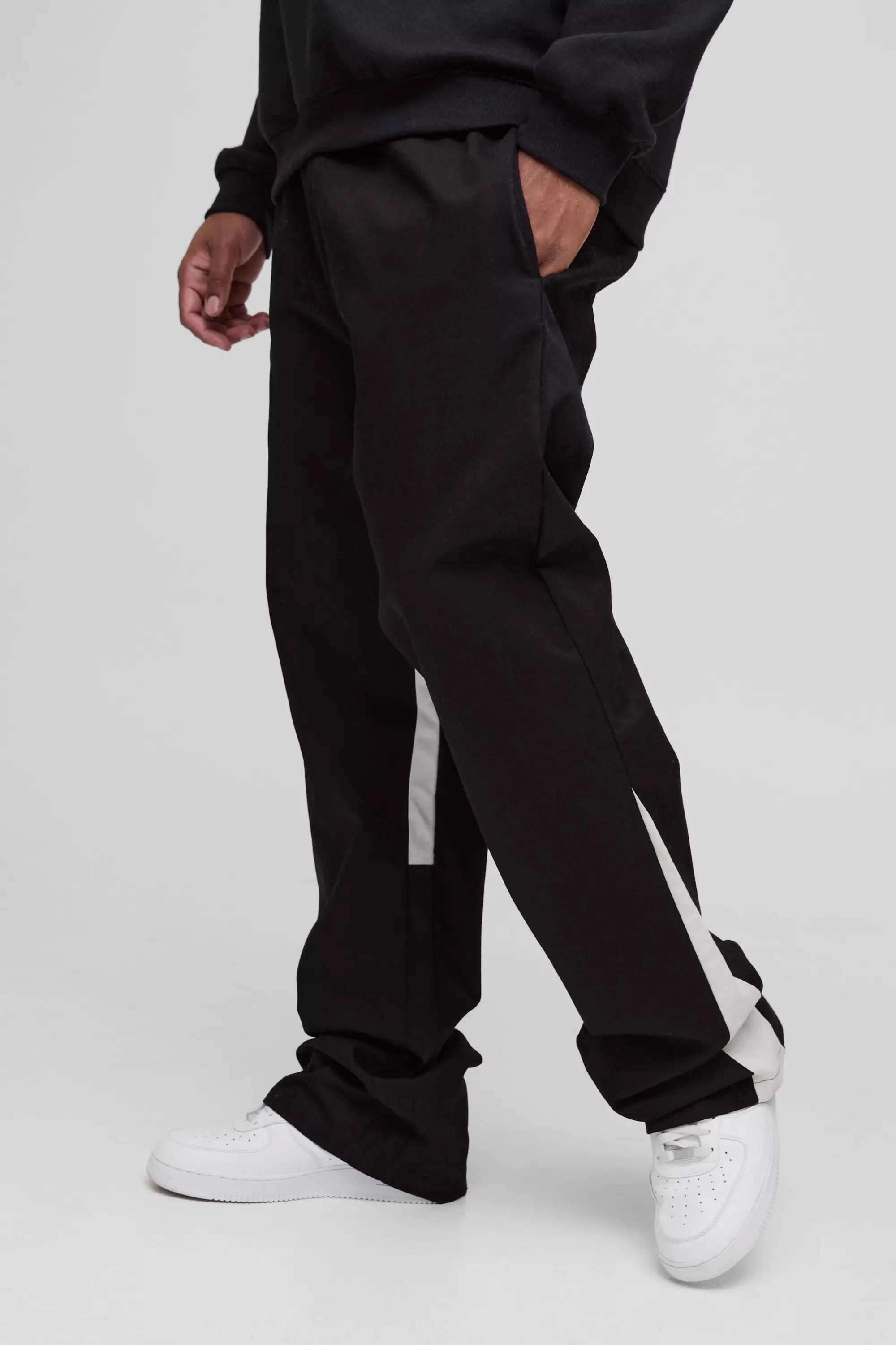 Black Plus Drawcord Waist Gusset Flared Trousers alternative image