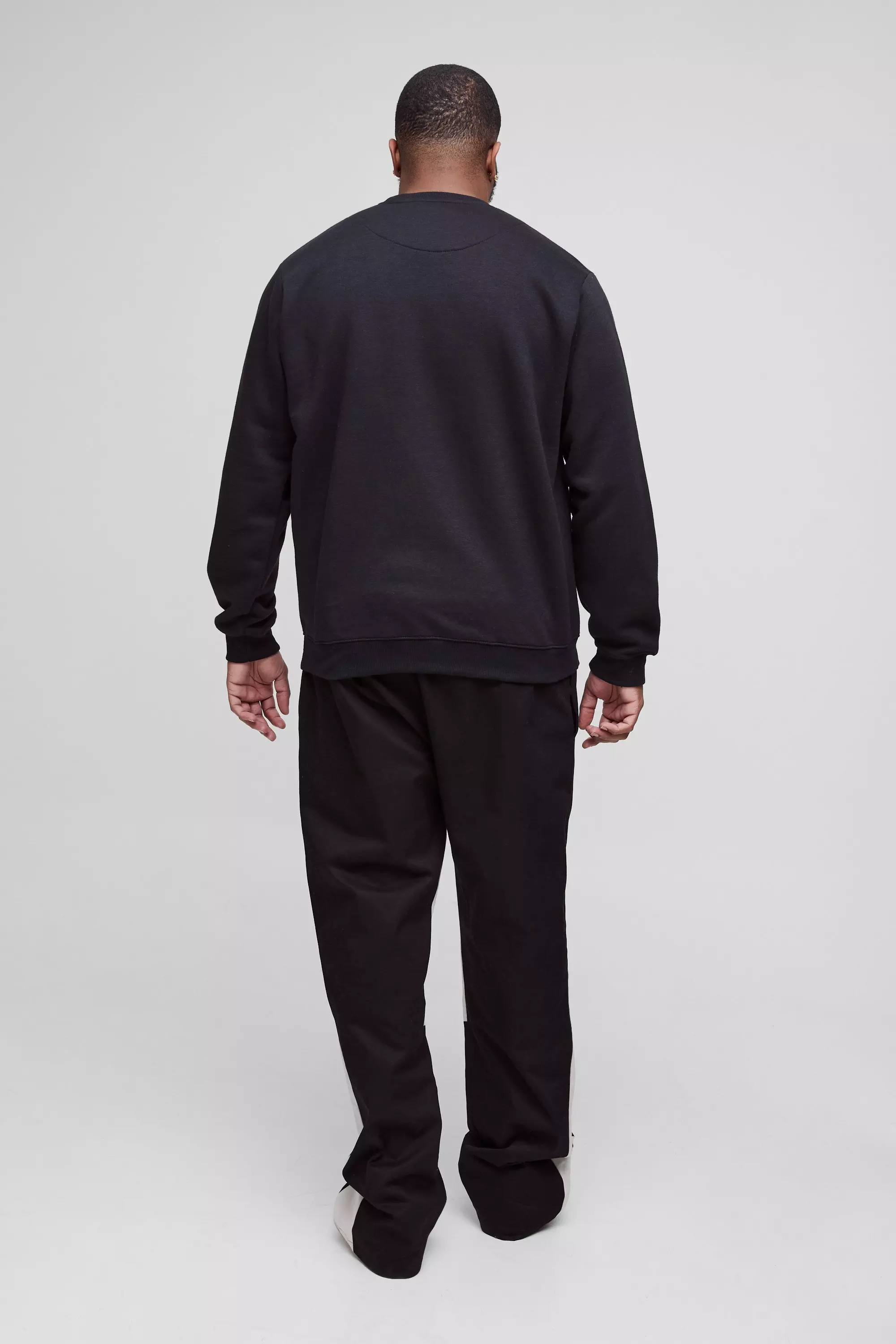 Black Plus Drawcord Waist Gusset Flared Trousers alternative image