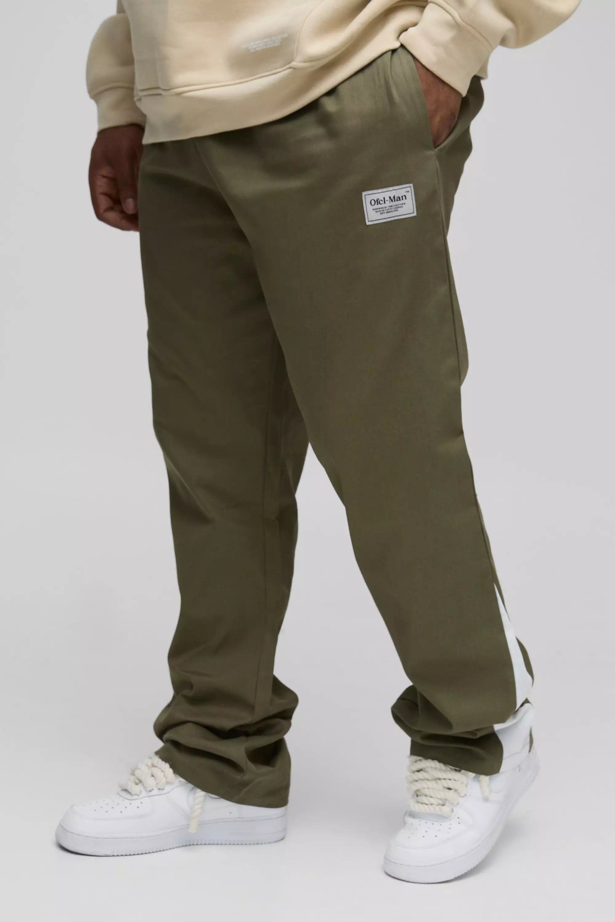 Plus Extended Drawcord Stacked Flared Pants | boohooMAN USA