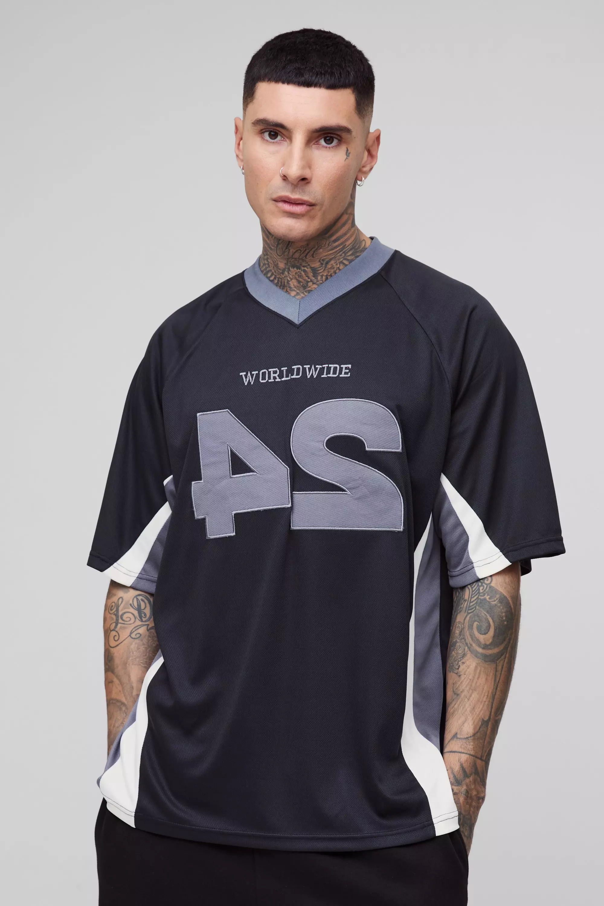 Tall Worldwide Mesh Football T-shirt Black