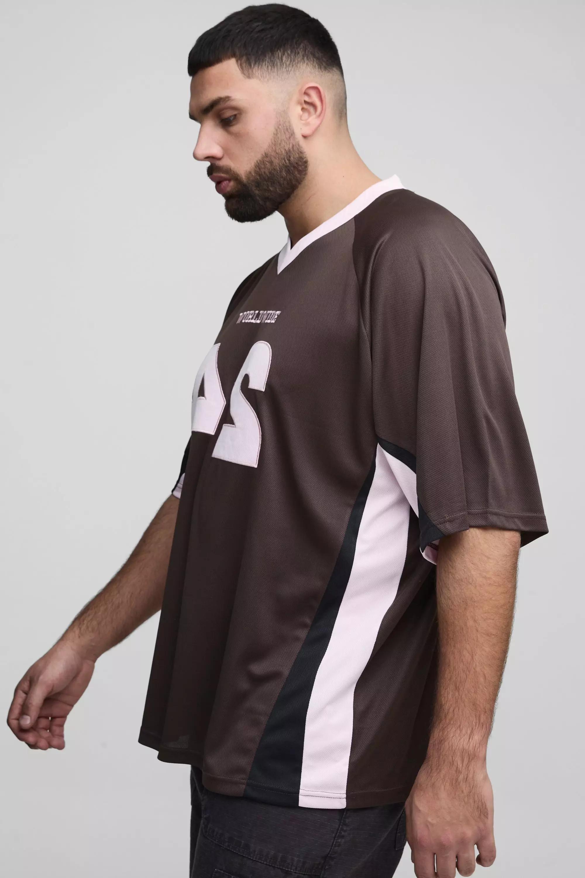 Brown Plus Worldwide Mesh Football T-shirt alternative image