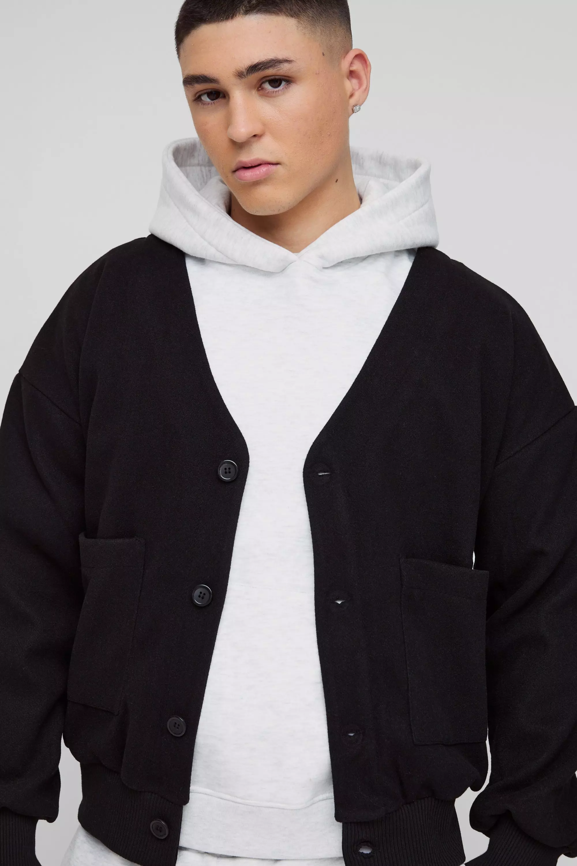 Bomber oversize à col ouvert, Black autre image