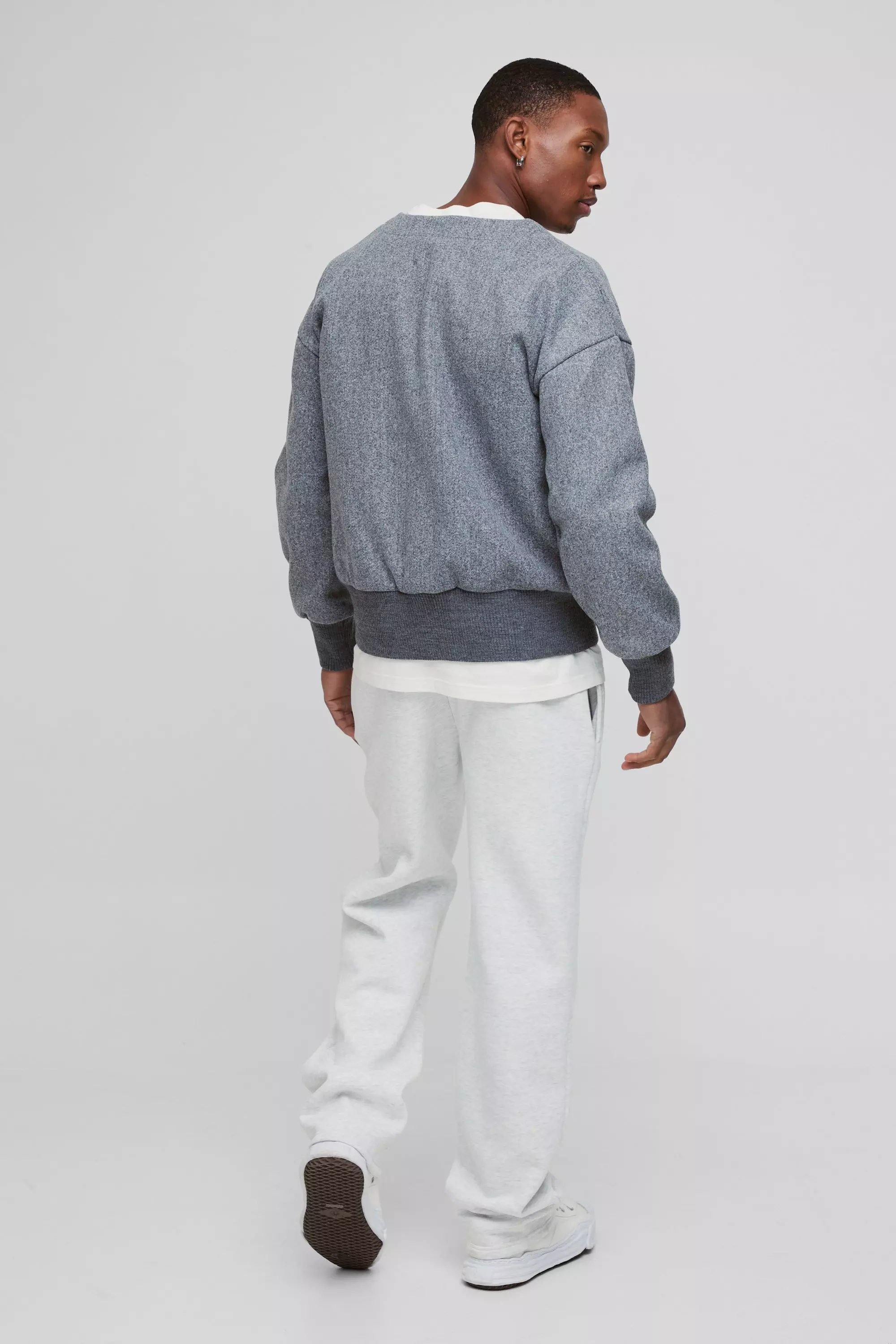 Grey Boxy Bomberjack Met Open Hals alternatieve afbeelding