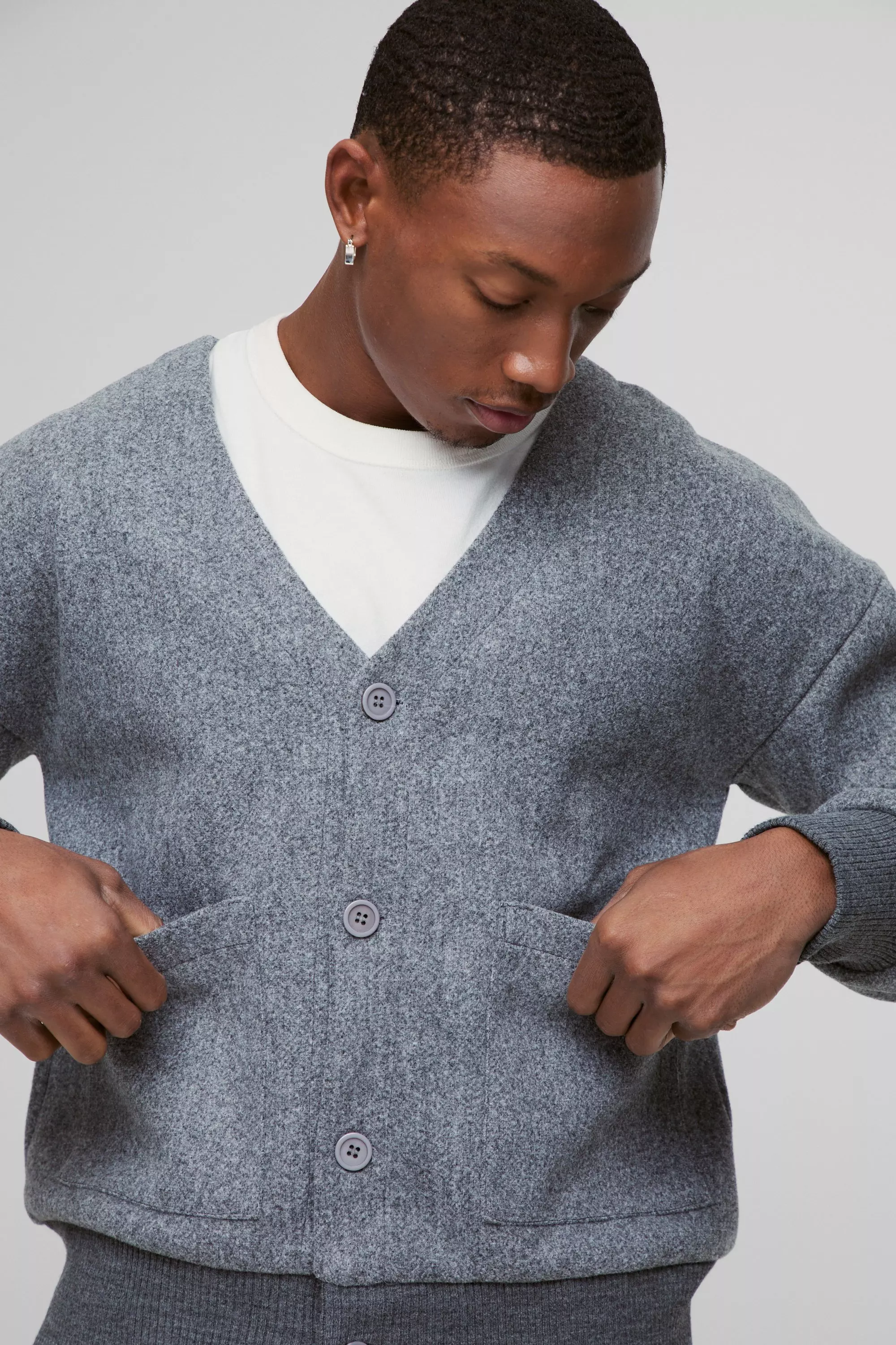 Grey Boxy Bomberjack Met Open Hals alternatieve afbeelding