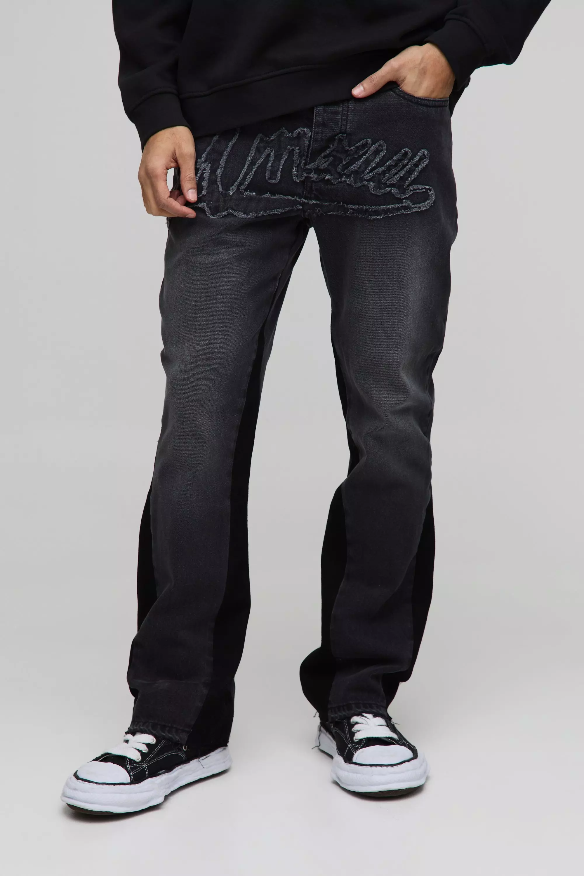 Washed black Slim Fit Flared MMXIII Jeans Met Gusset Detail alternatieve afbeelding