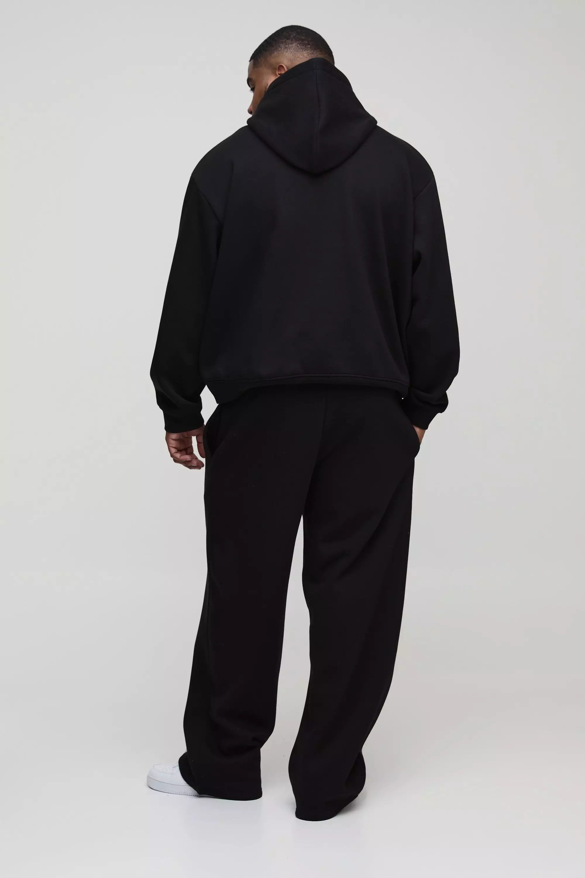 Black Plus Oversized Boxy Split Hem Homme Tracksuit alternative image