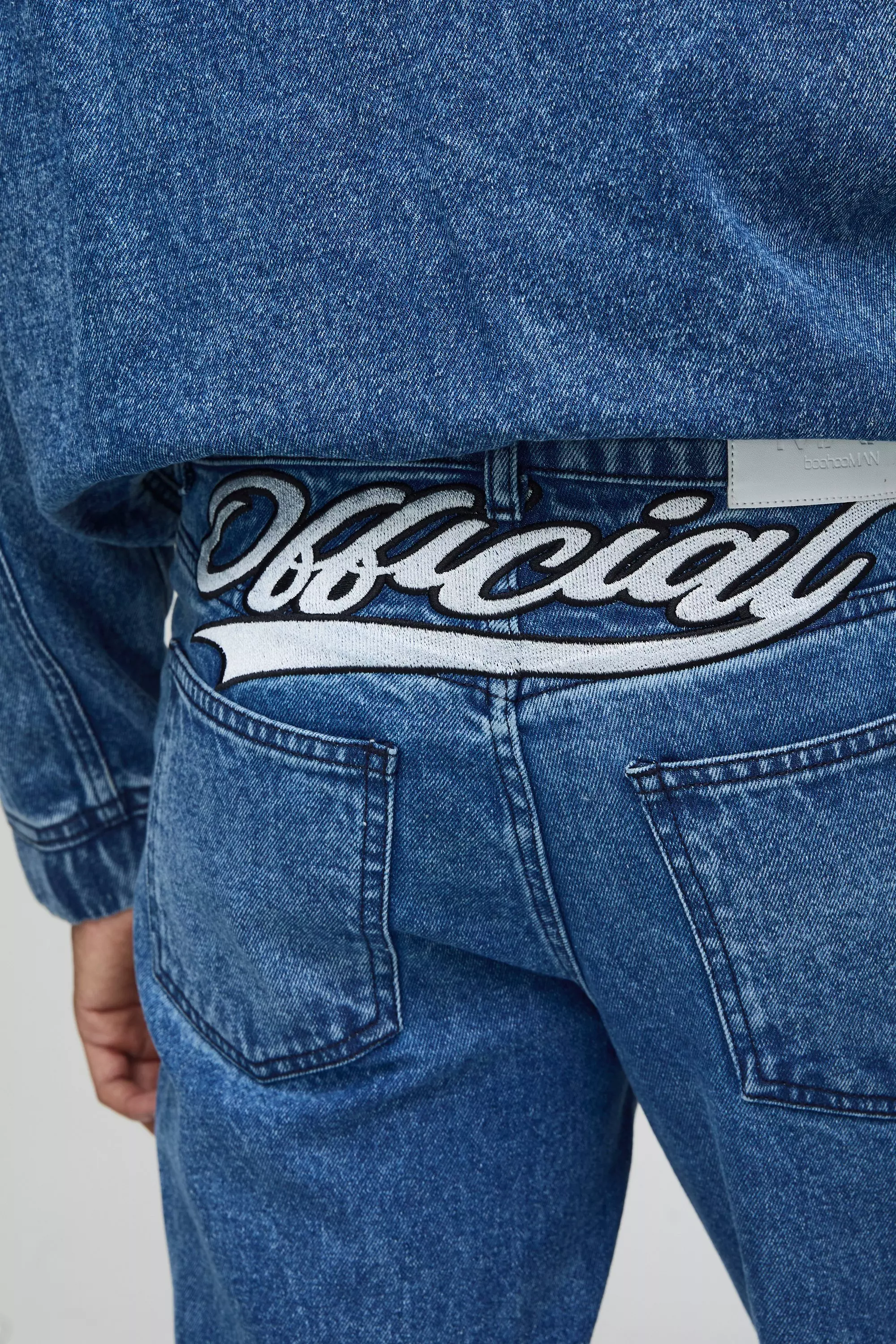 Jean droit à broderie - Official, Mid blue autre image