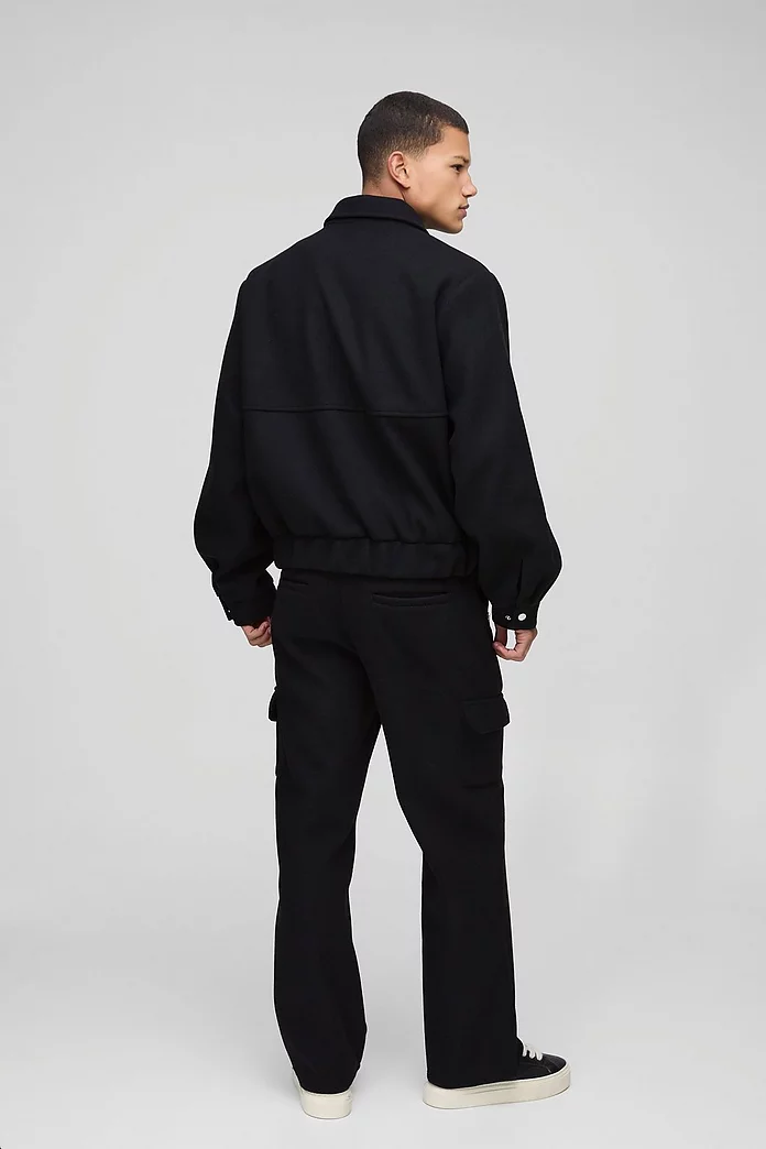 Boxy Melton Harrington Jacket | boohooMAN USA Boxy Melton Harrington Jacket | boohooMAN USA