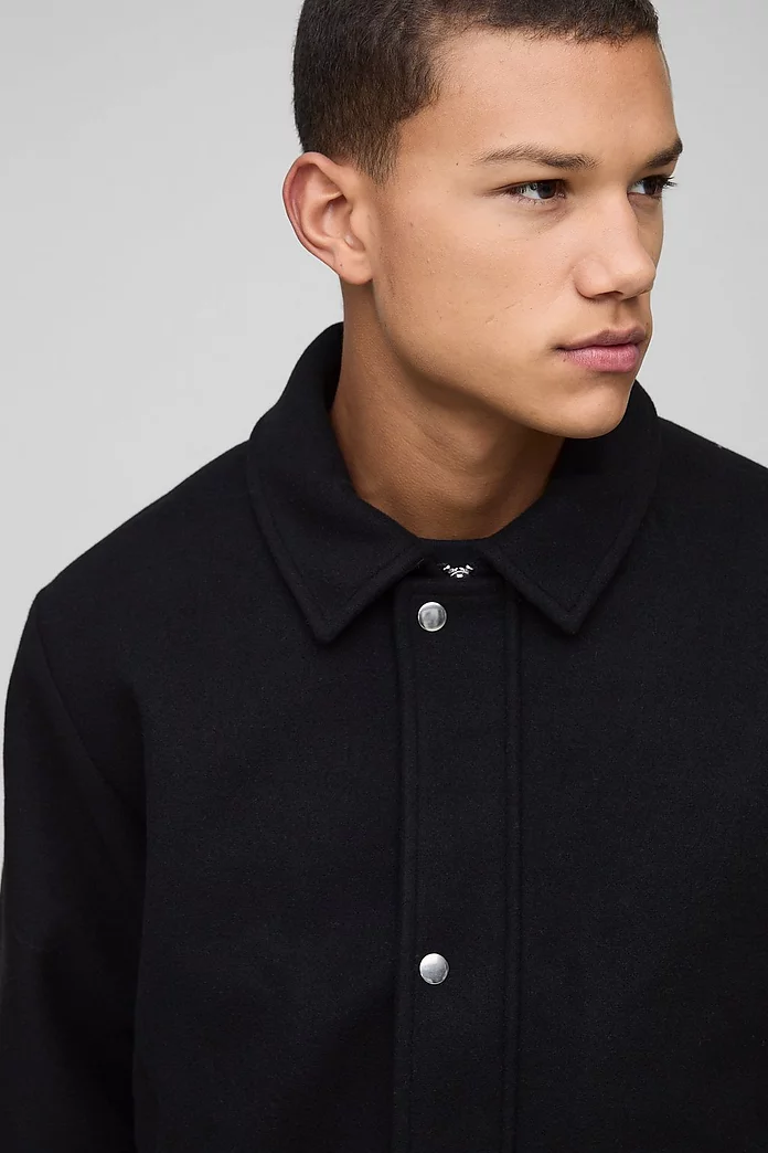 Boxy Melton Harrington Jacket | boohooMAN USA Boxy Melton Harrington Jacket | boohooMAN USA