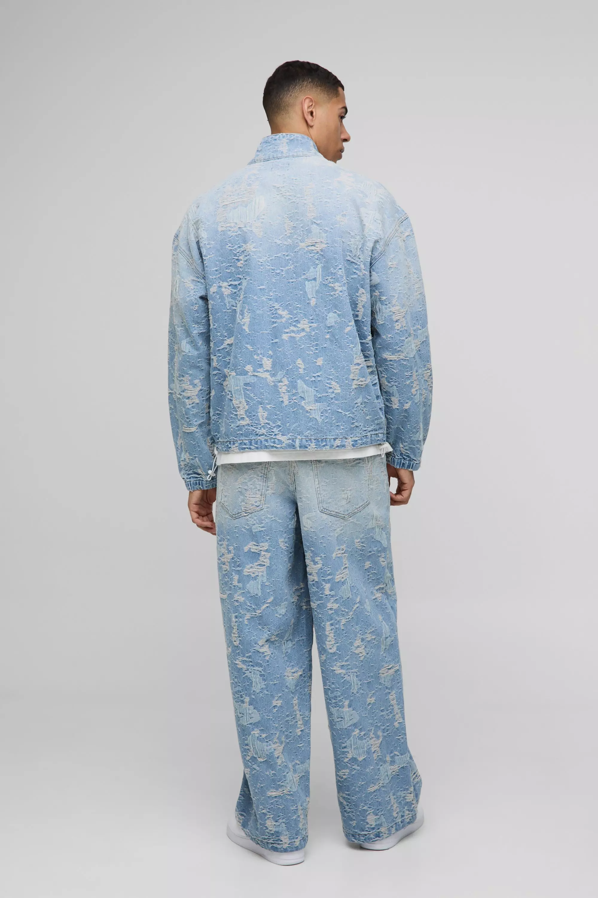 Veste oversize à col montant en jean, Light blue autre image