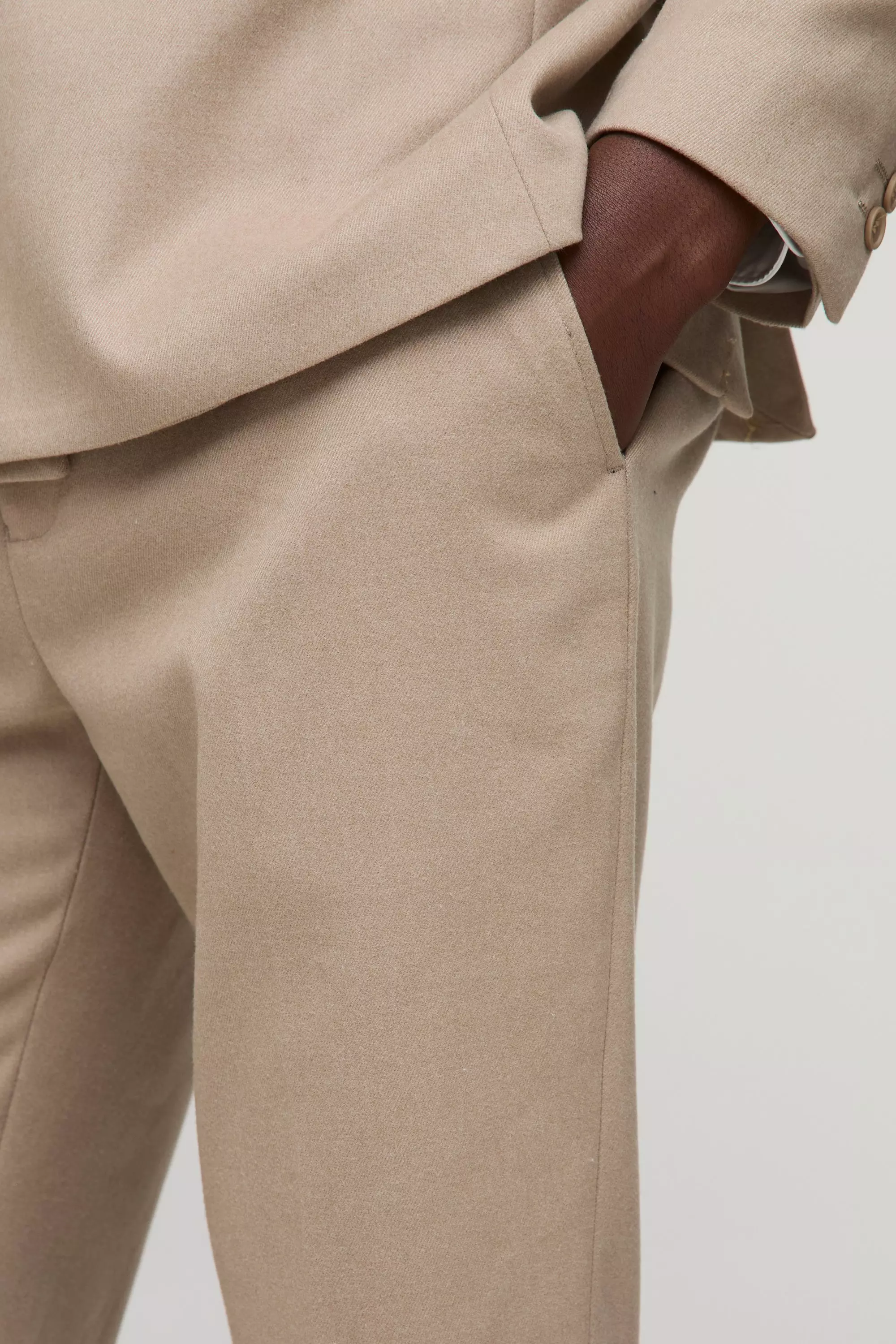 Pantaloni Sartoriali Slim Fit Con Trama, Ecru immagine alternativa