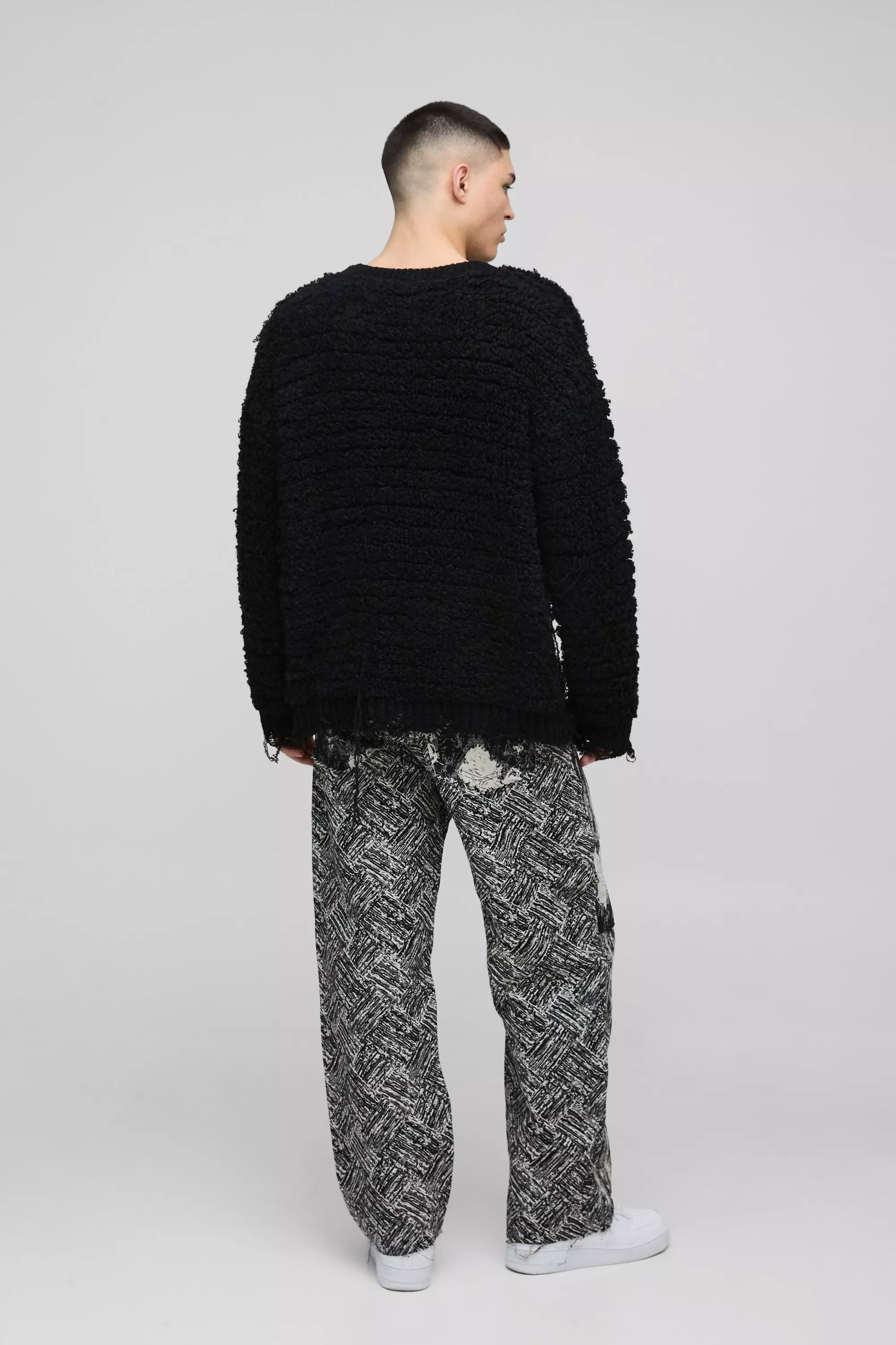 Relaxed Tapestry Patchwork Pants | boohooMAN USA