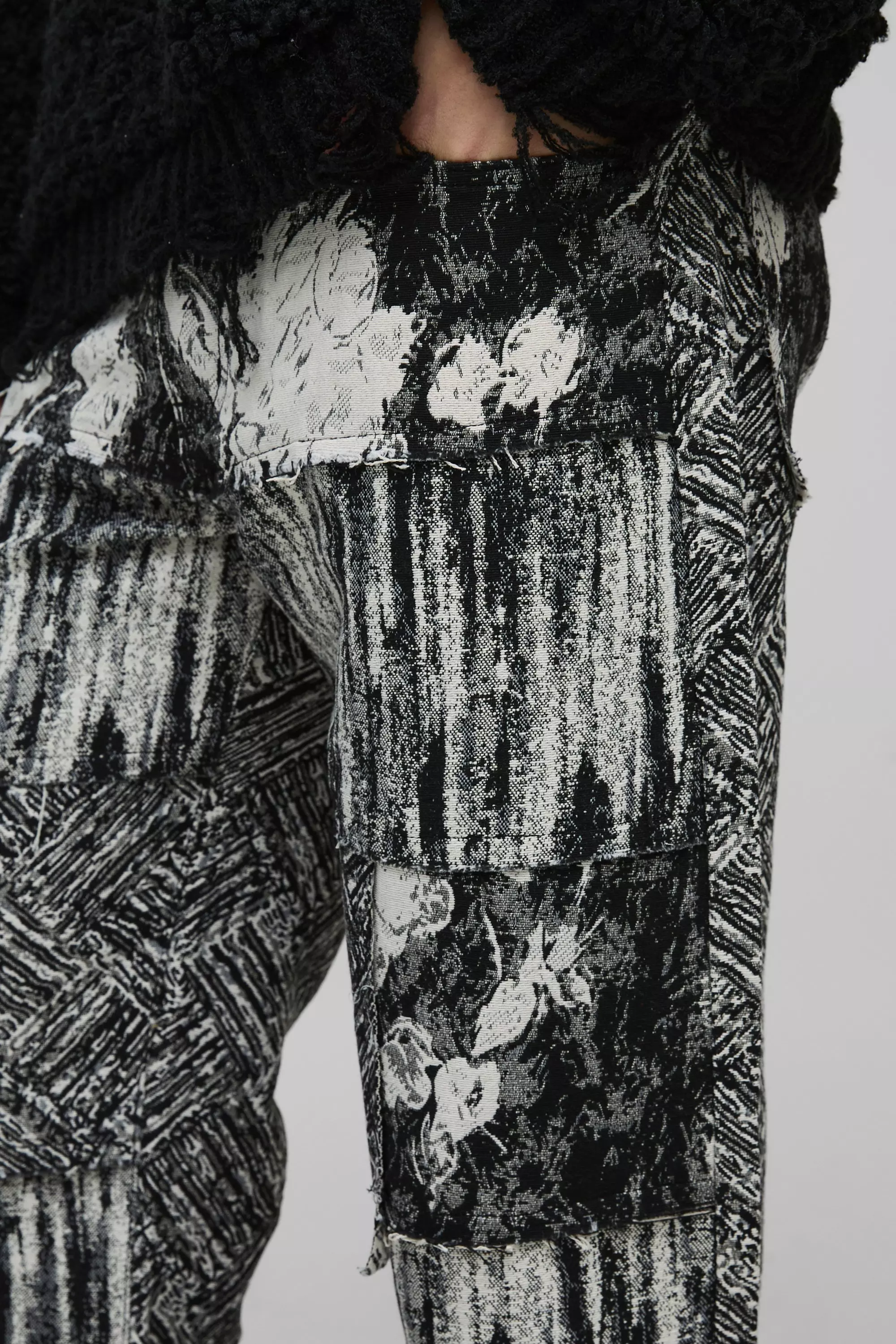 Relaxed Tapestry Patchwork Pants | boohooMAN USA