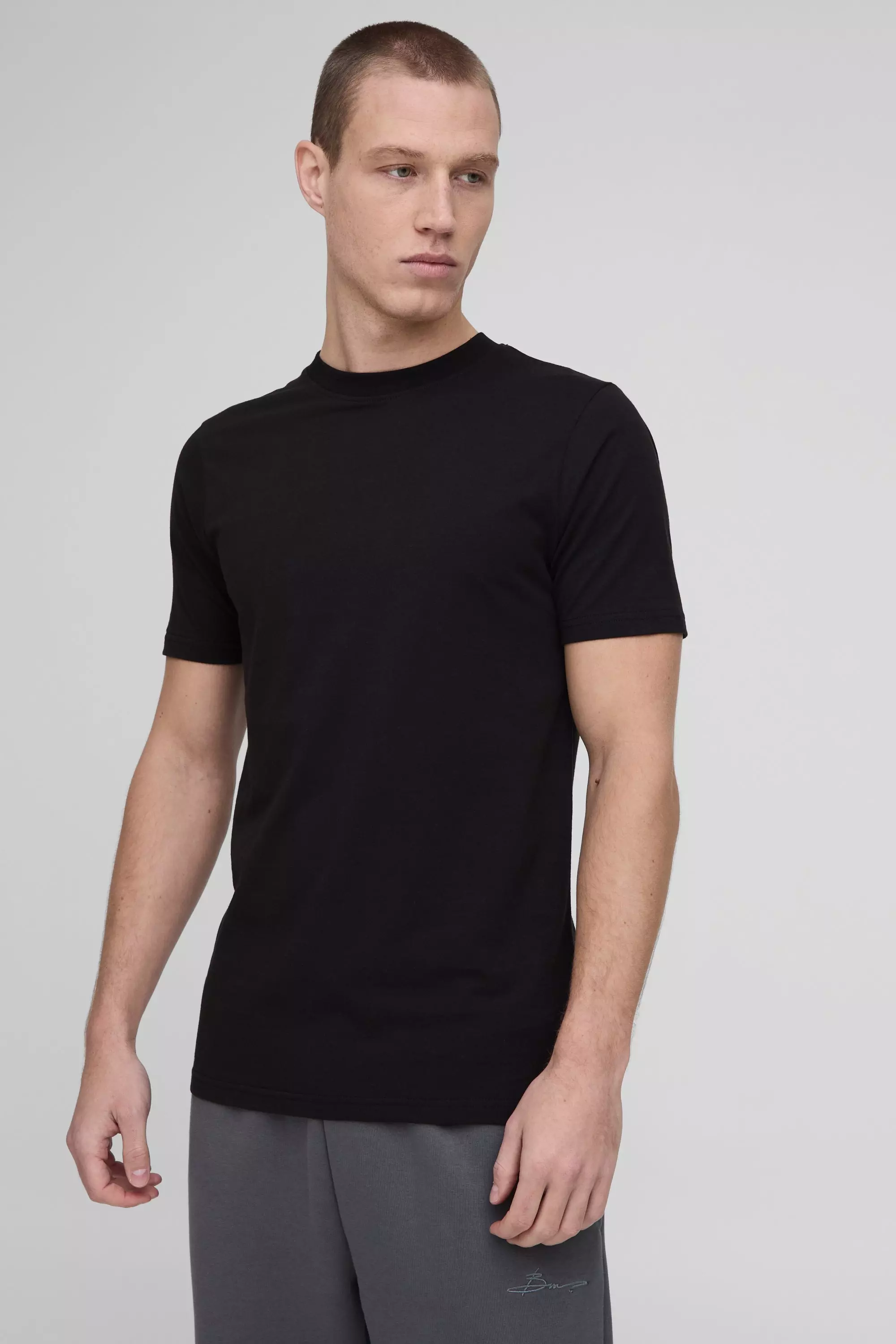 Black Basic Slim Fit Crew Neck T-Shirt alternative image