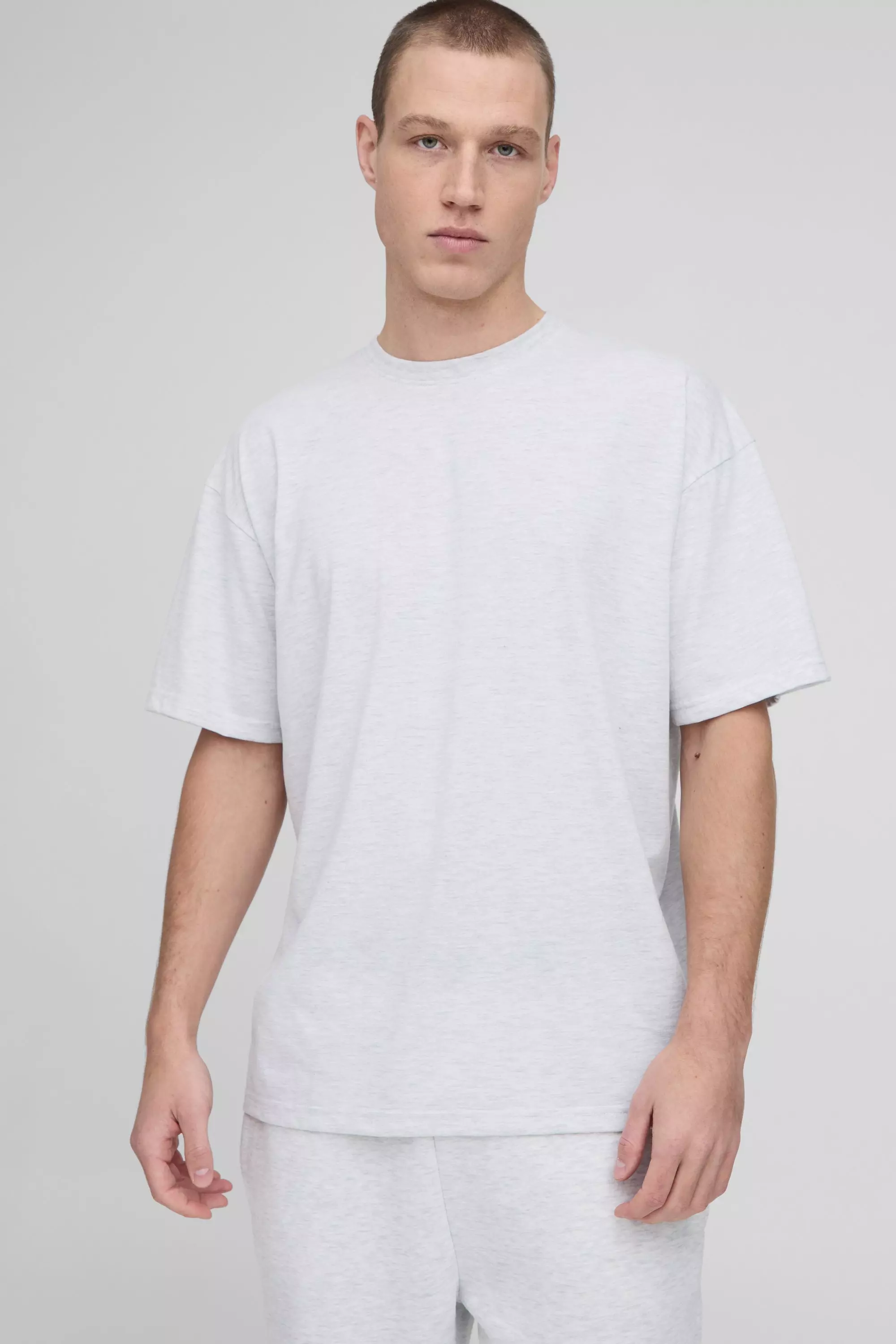 Grey marl Oversized Basic Crew Neck T-shirt alternative image
