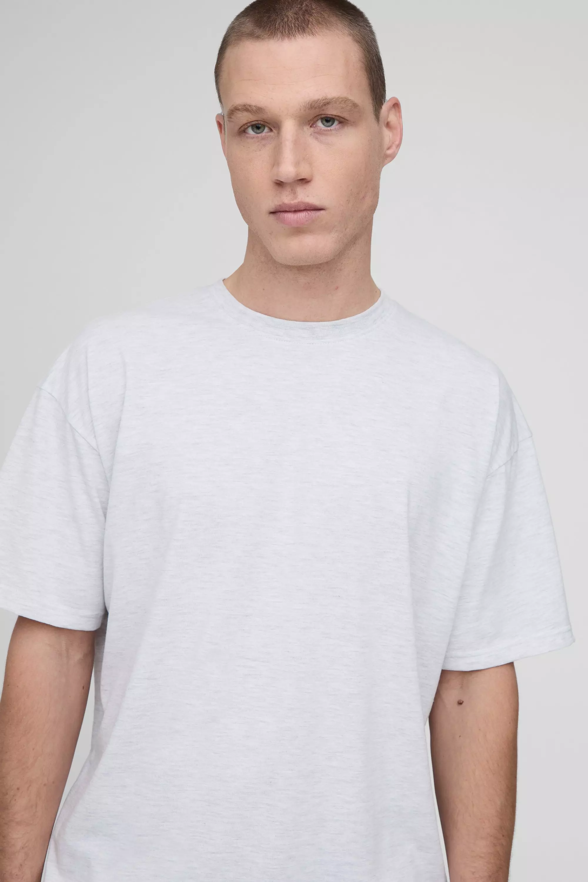 Grey marl Oversized Basic Crew Neck T-shirt alternative image