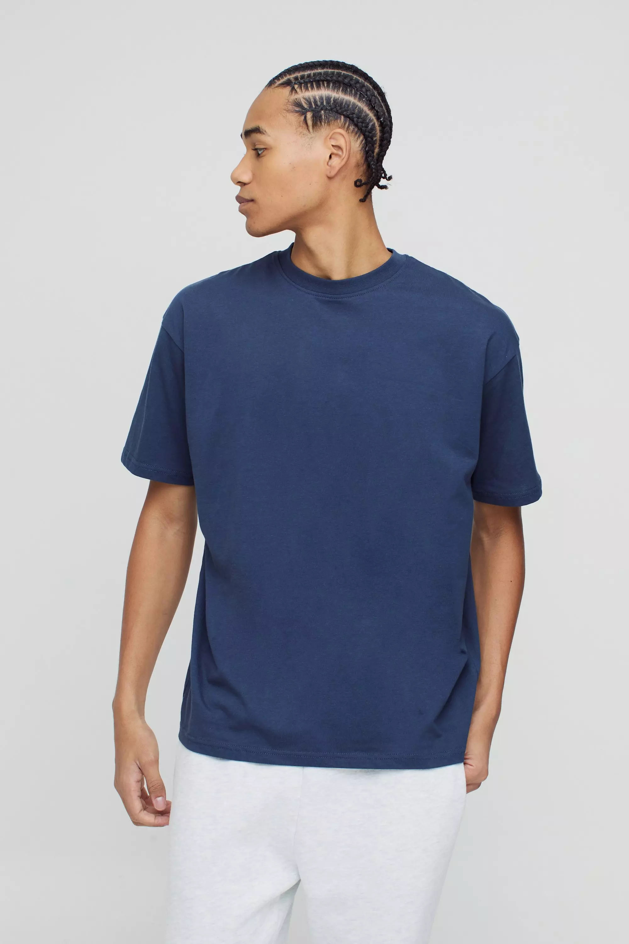 Navy Oversized Basic Crew Neck T-shirt alternative image