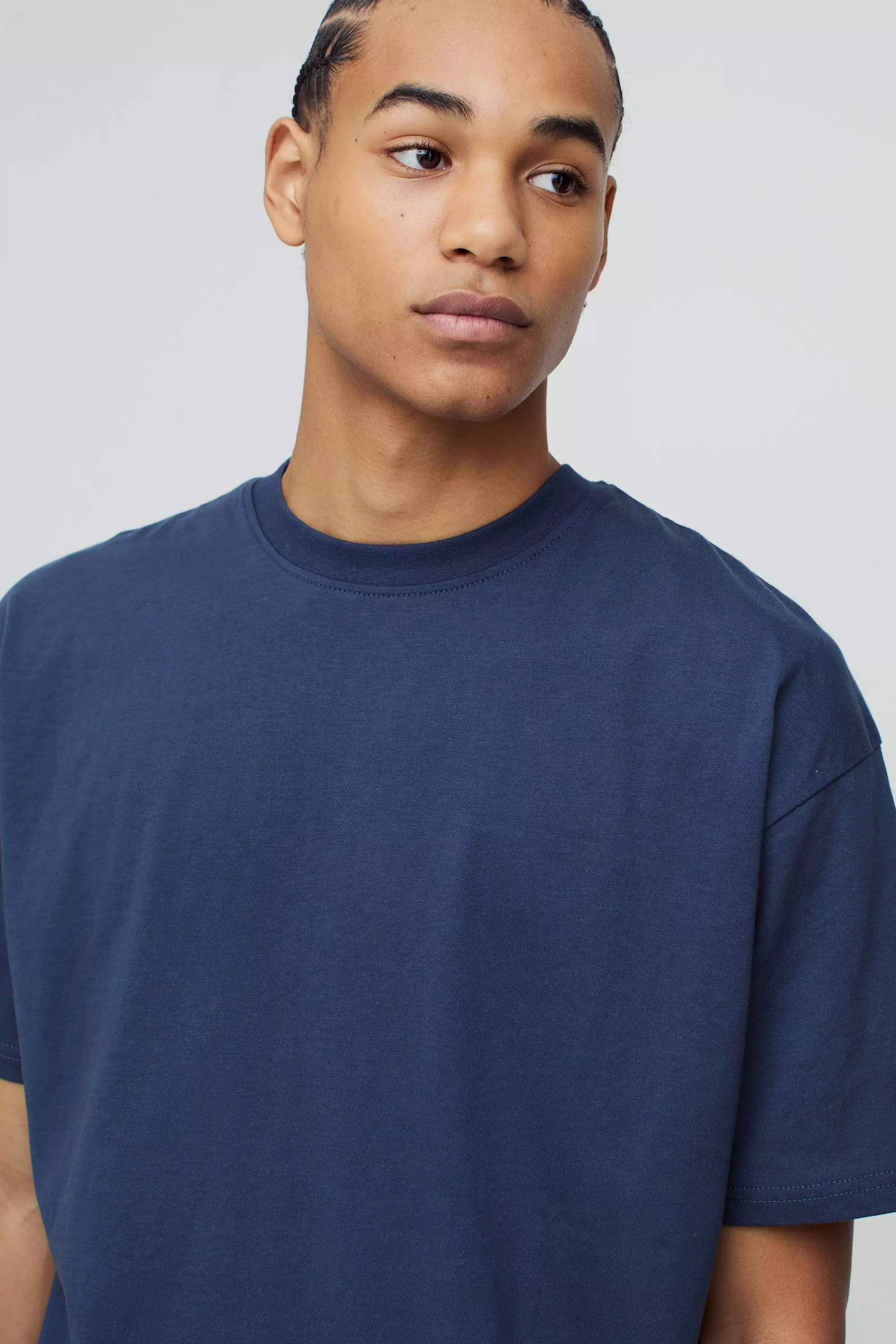 Navy Oversized Basic Crew Neck T-shirt alternative image