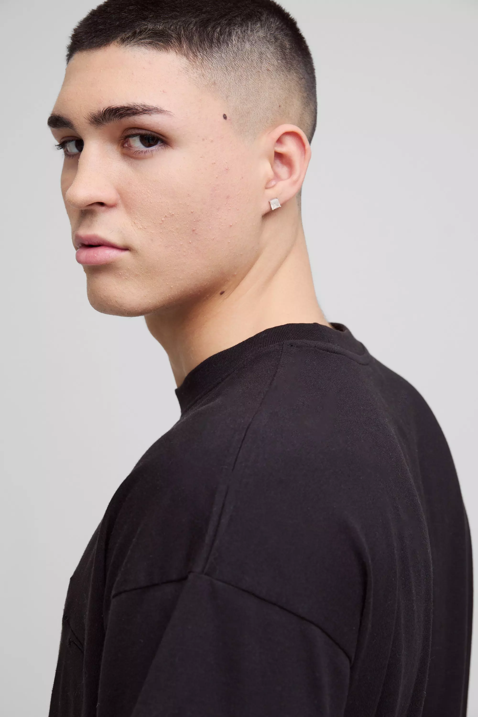 Oversized BM Signature Embroidered Crew Neck T-shirt | boohooMAN USA