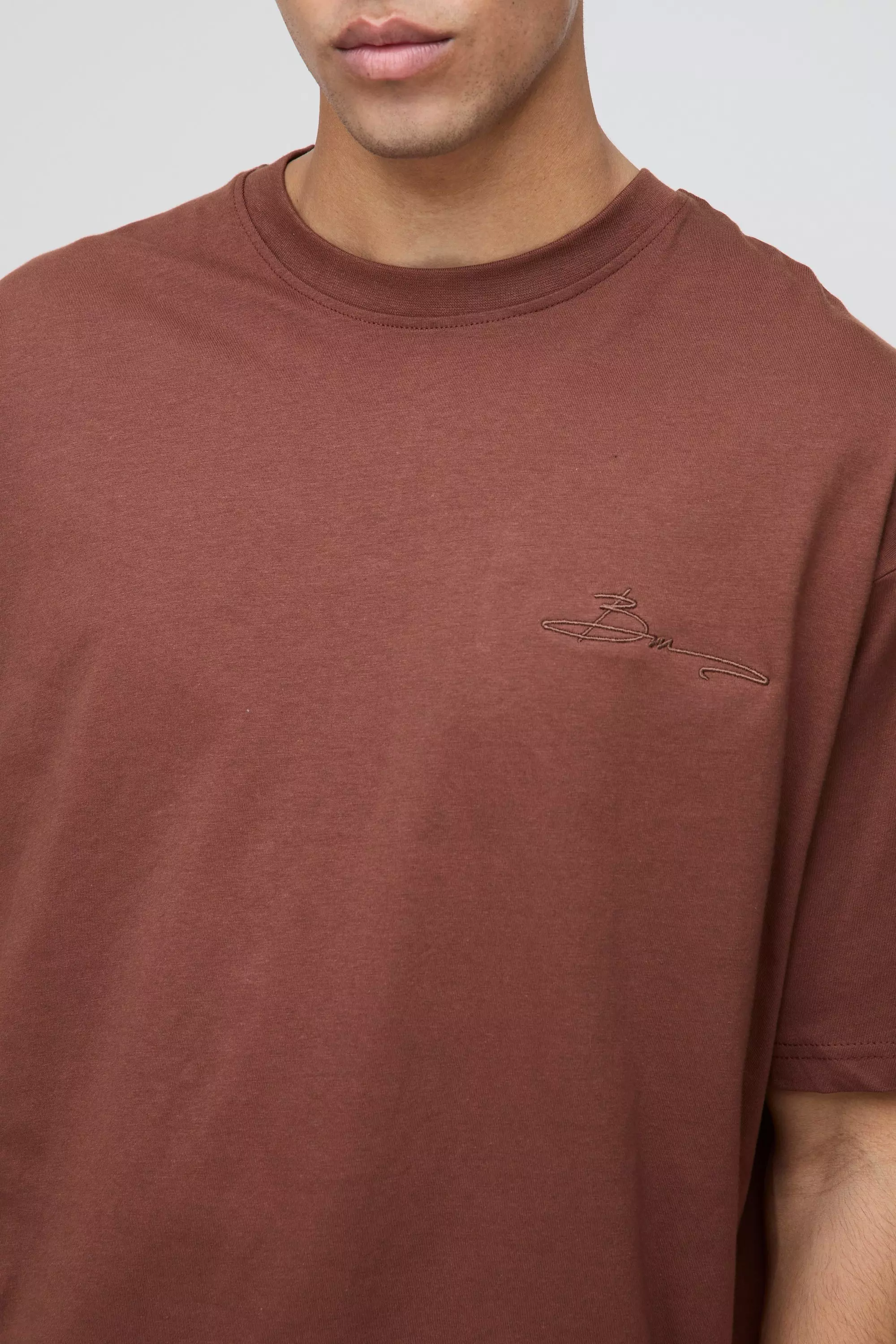 T-shirt oversize à broderie BM, Chocolate autre image
