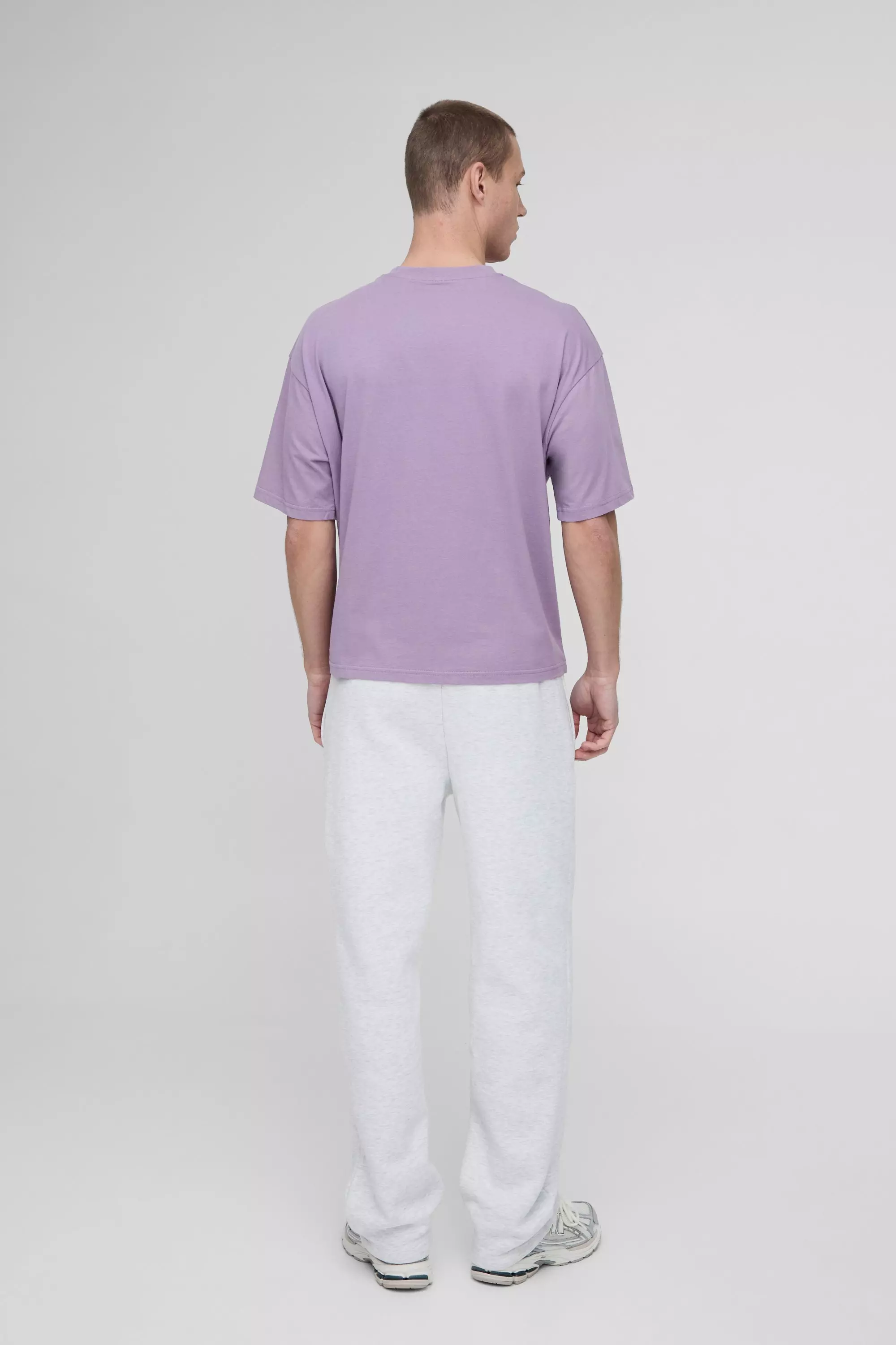 T-Shirt Squadrata Oversize Con Ricamo Di Firma Bm, Purple immagine alternativa