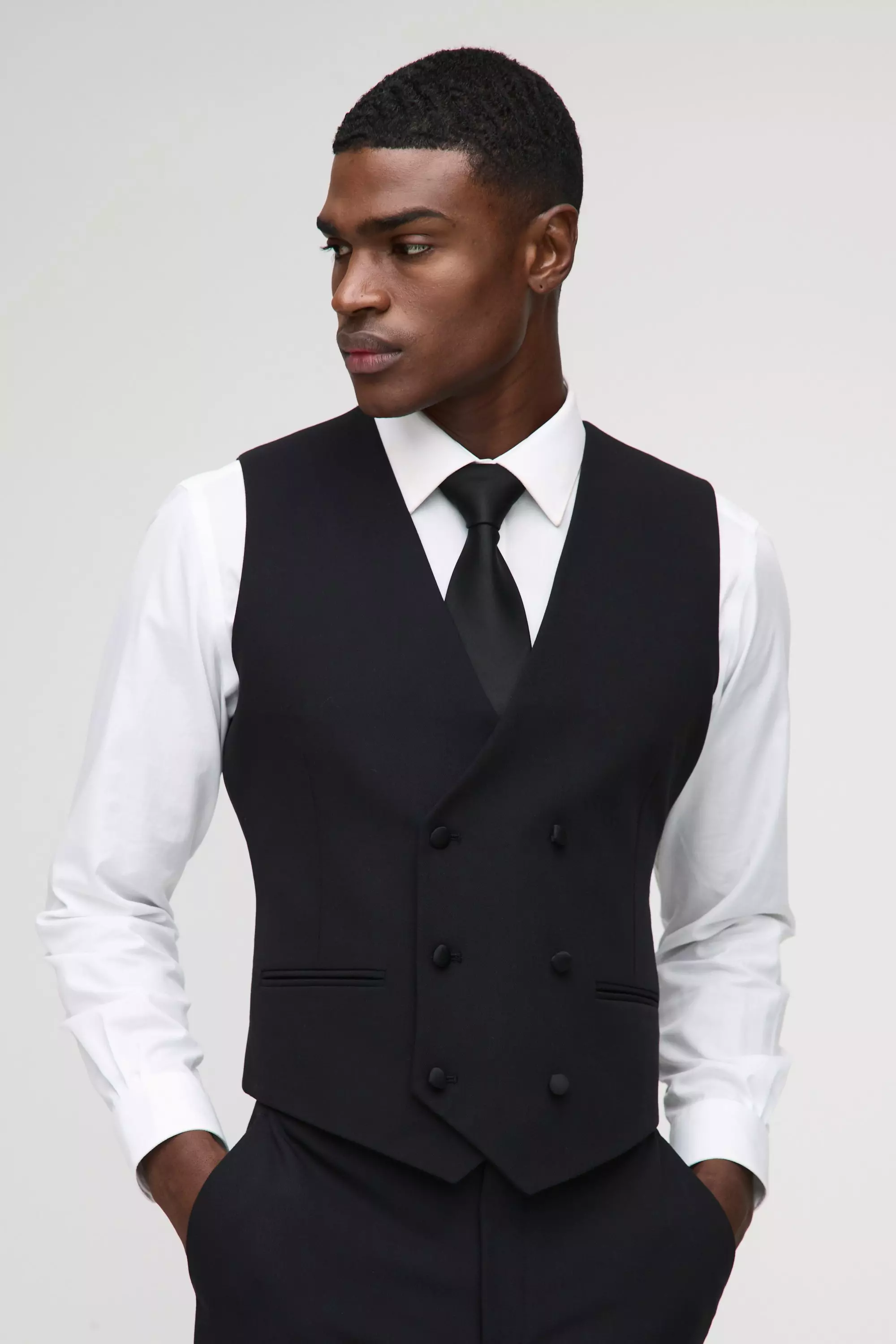 Gilet cintré croisé sans manches, Black autre image