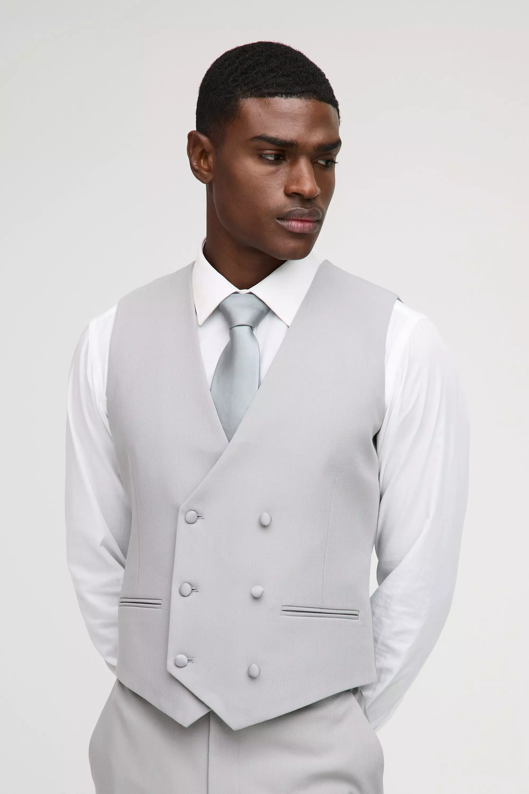 Gilet cintré croisé sans manches, Grey autre image