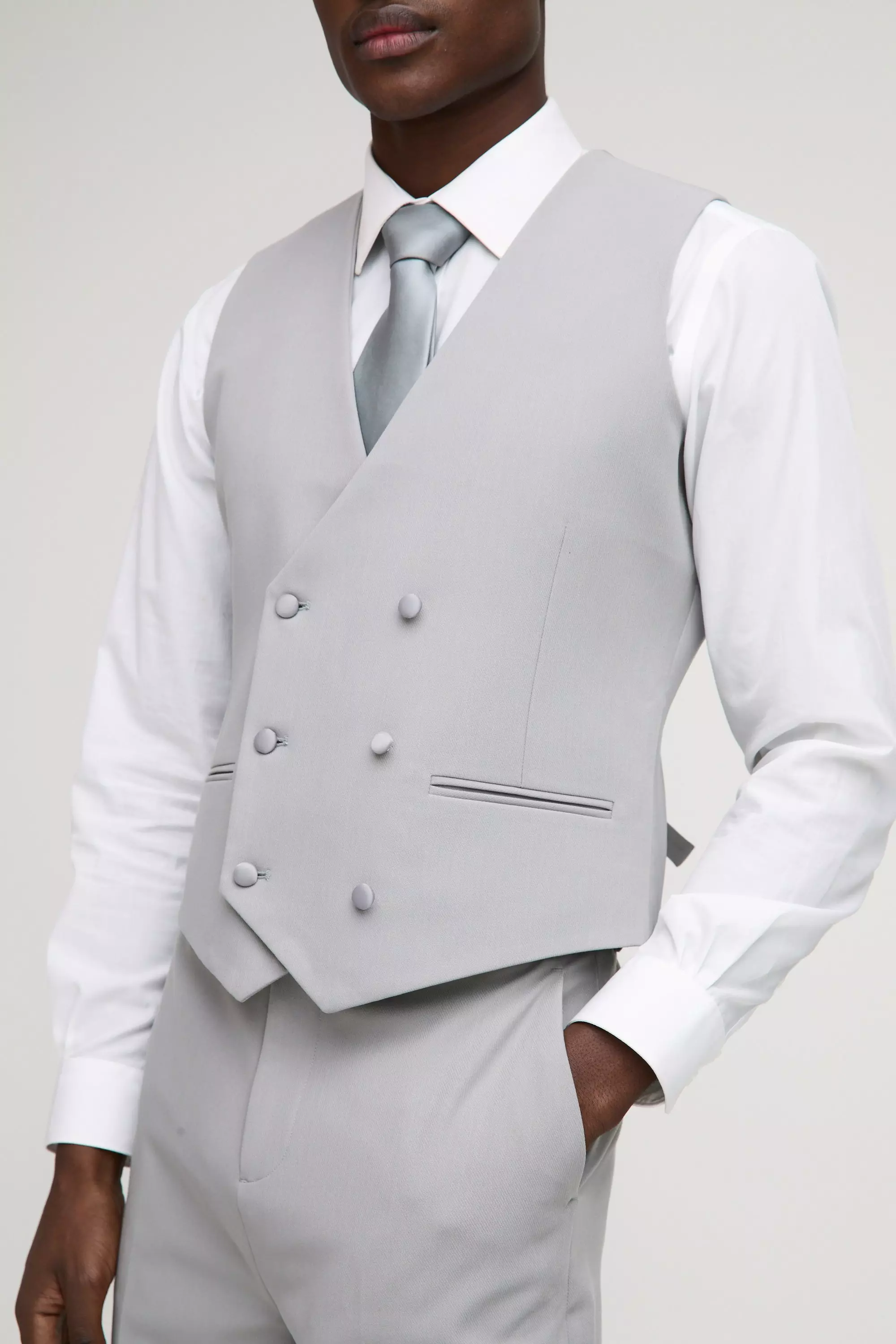 Gilet cintré croisé sans manches, Grey autre image