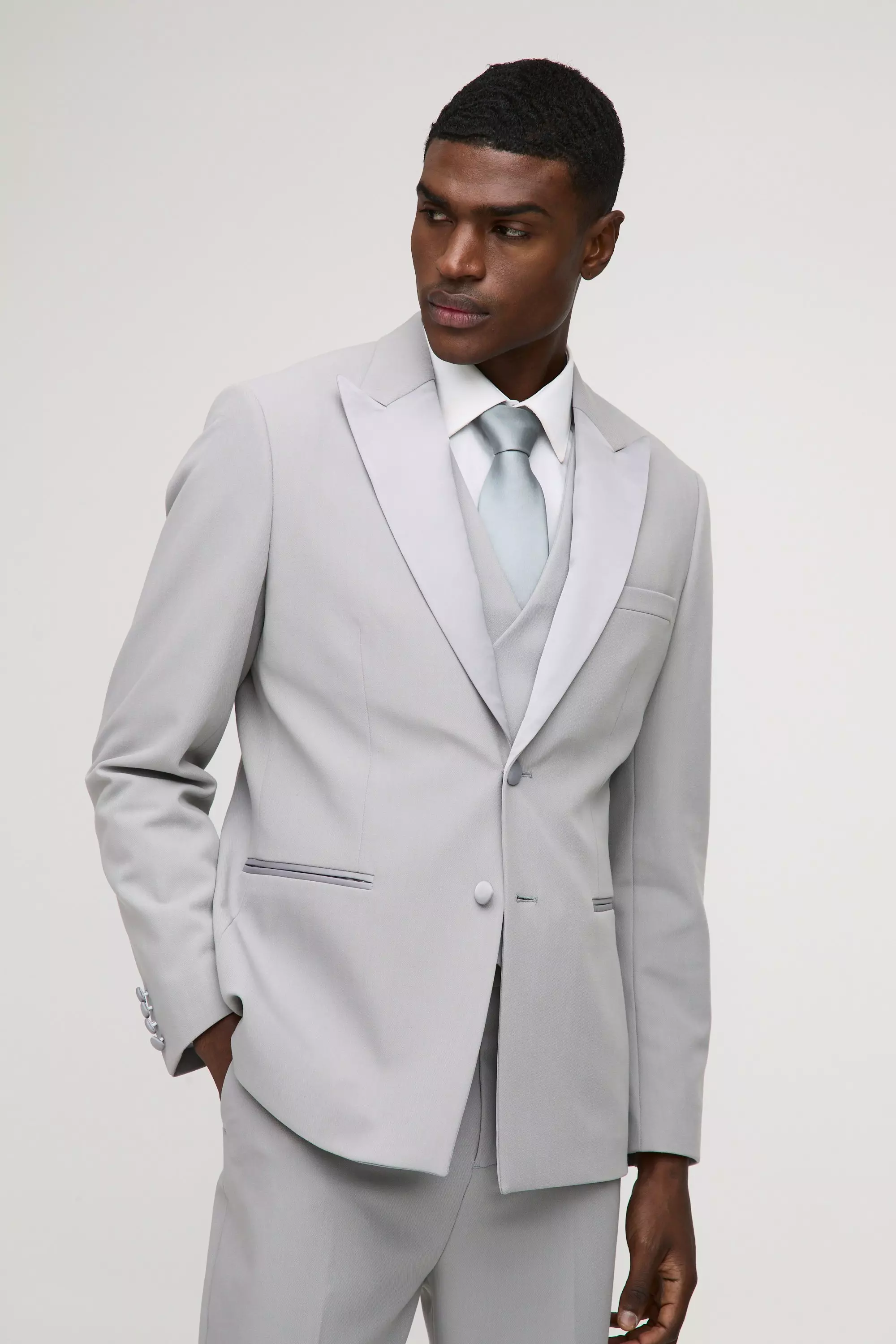 Grey Getailleerde Slim Fit Broek Met Wijde Pijpen alternatieve afbeelding