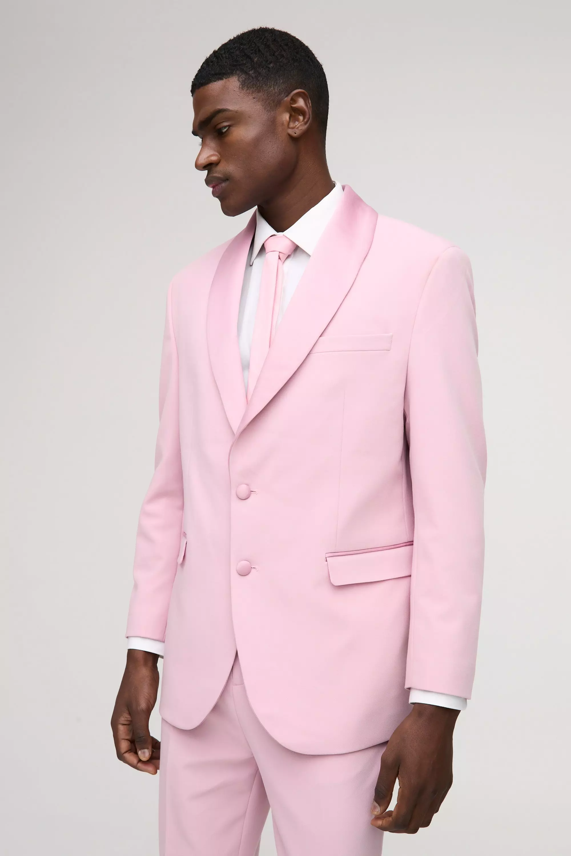 Pink Straight Fit Shawl Collar Blazer alternative image