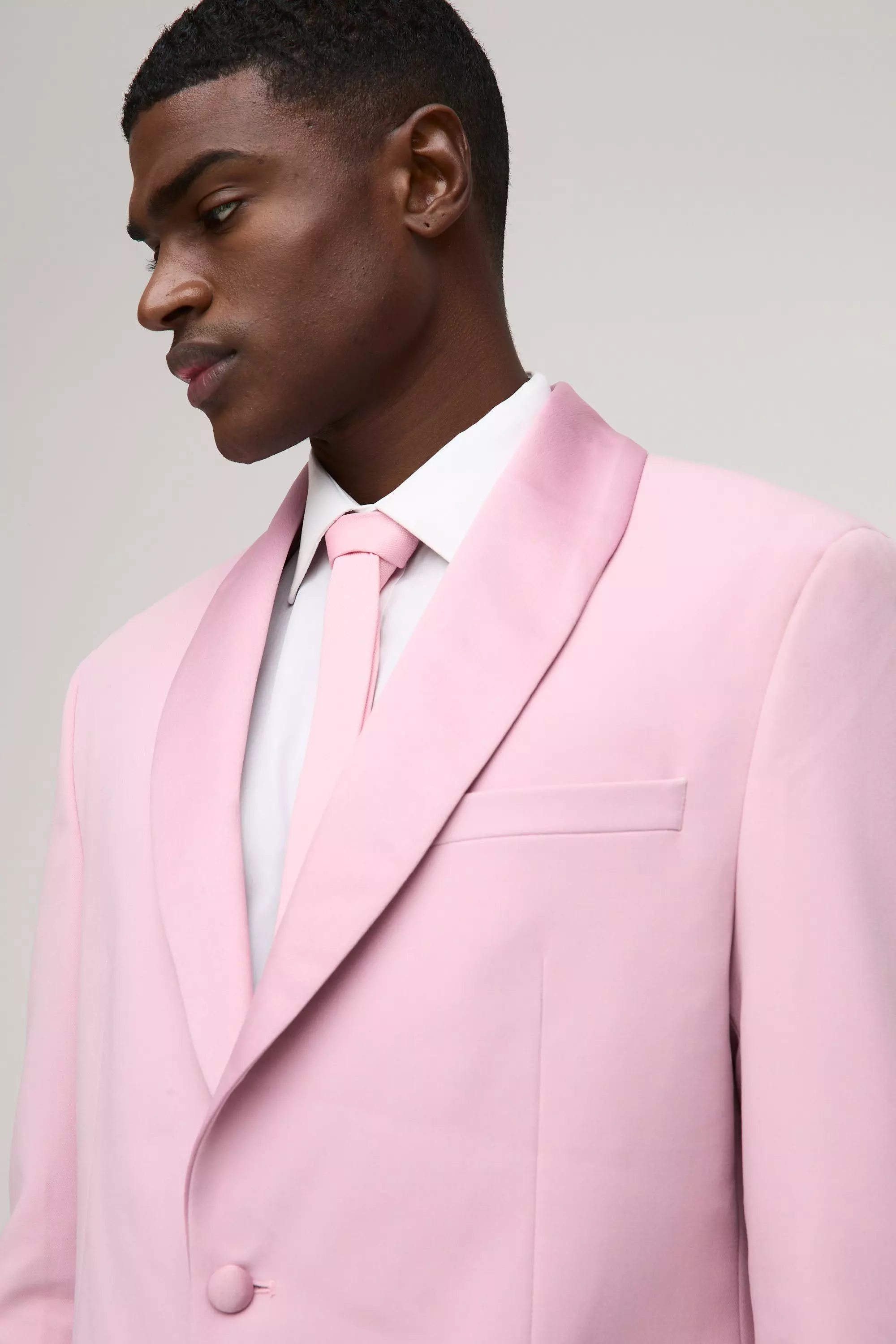 Pink Straight Fit Shawl Collar Blazer alternative image