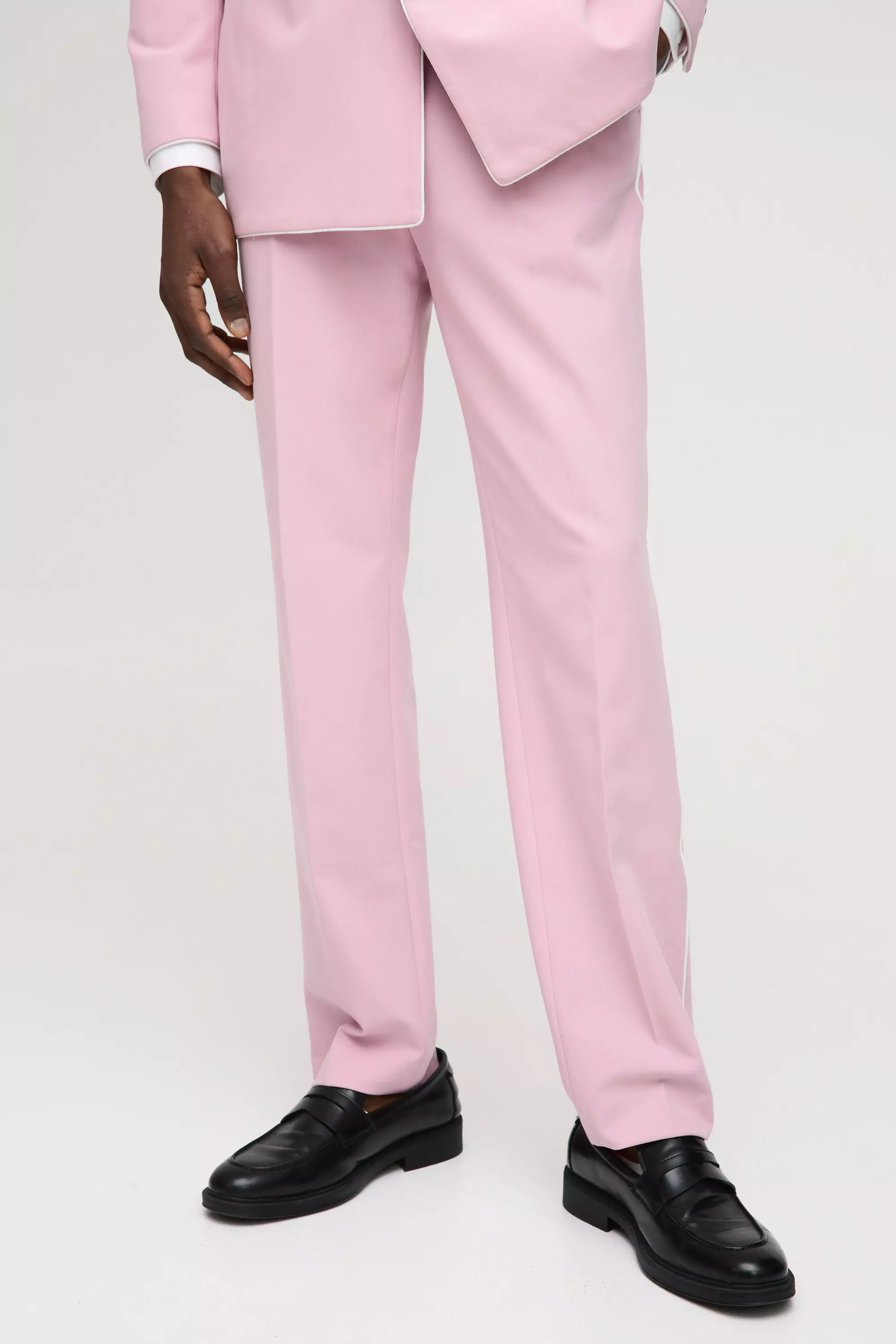 Pantaloni Dritti Con Pannelli A Contrasto, Light pink immagine alternativa