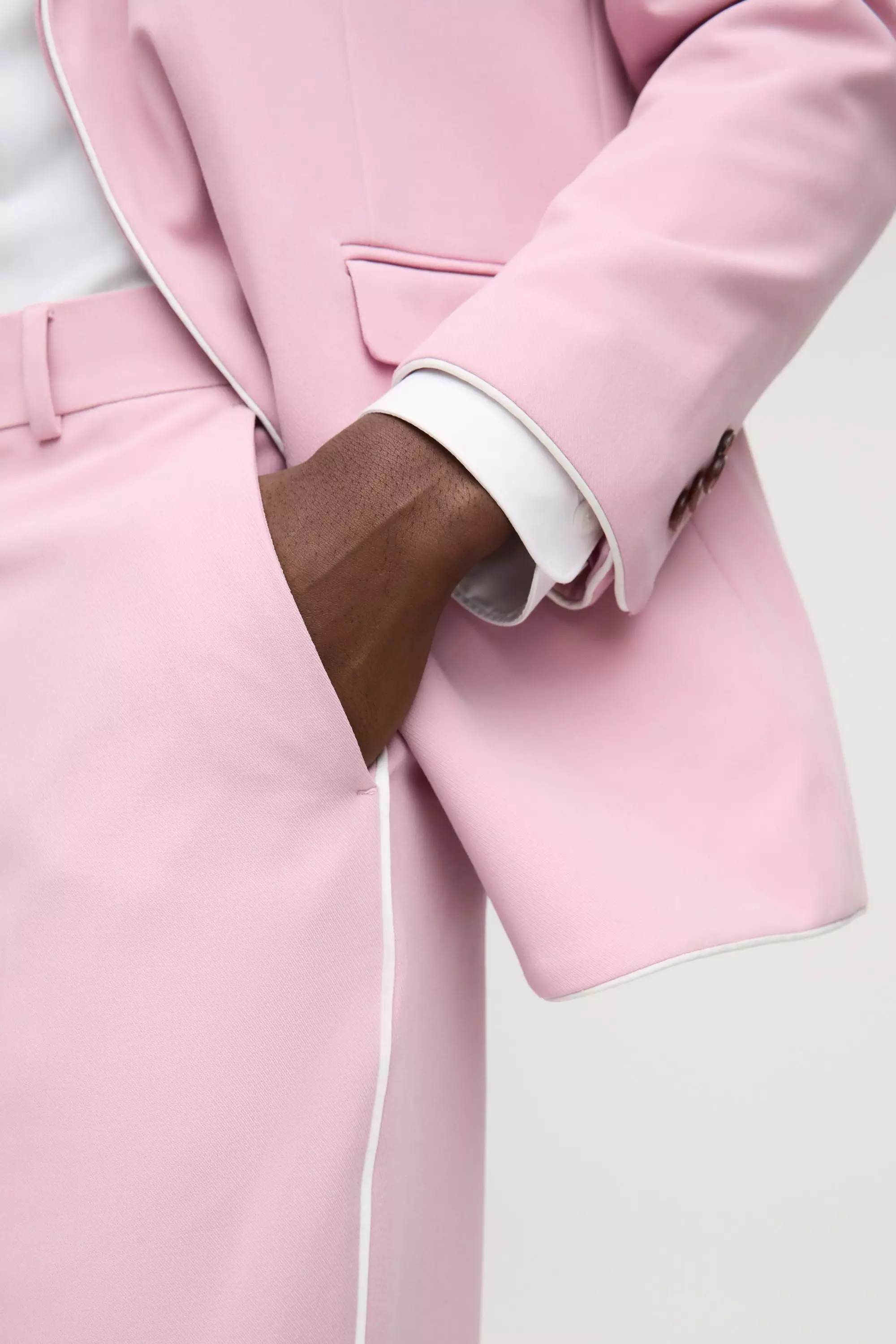 Pantaloni Dritti Con Pannelli A Contrasto, Light pink immagine alternativa
