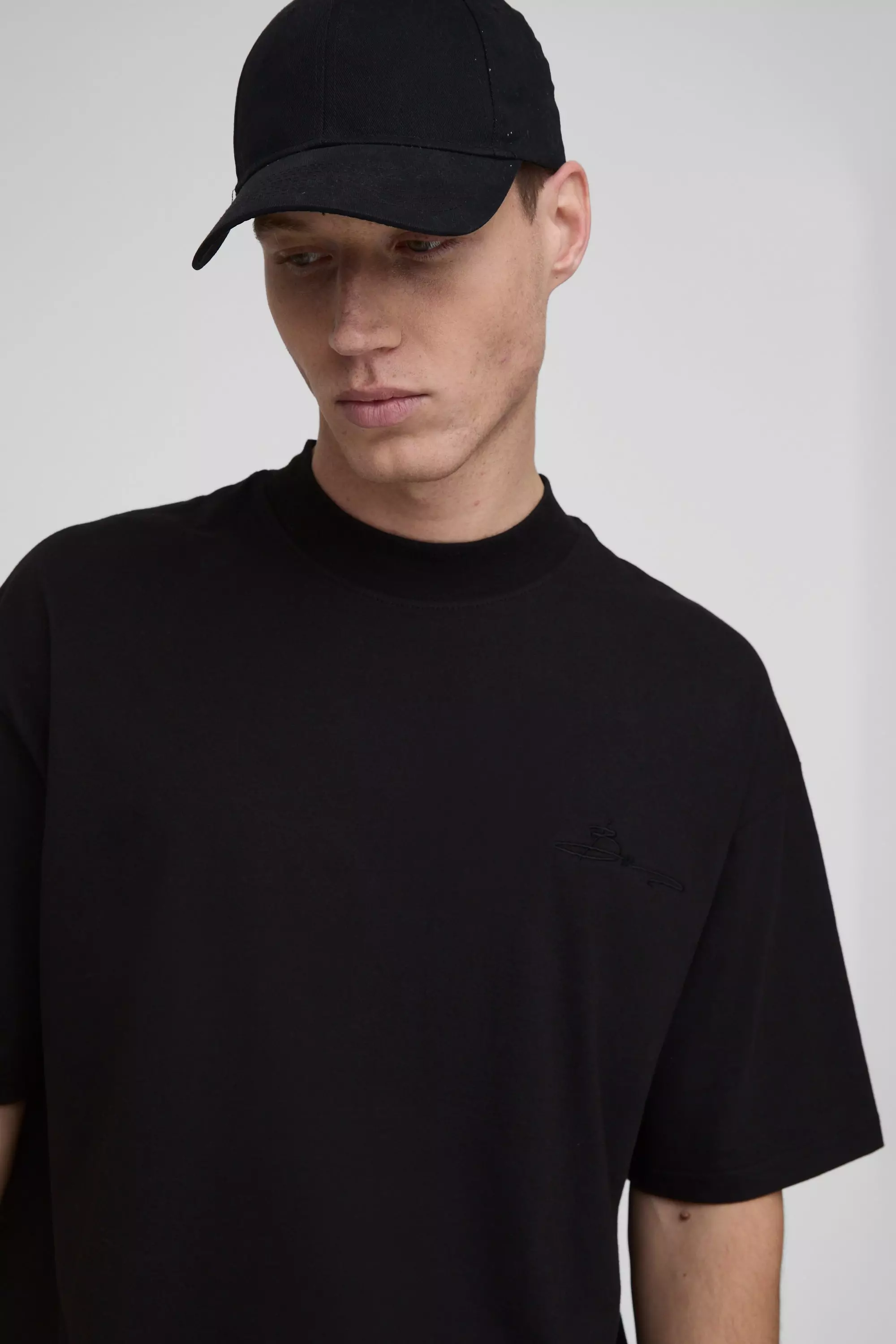 T-shirt oversize à col montant, Black autre image