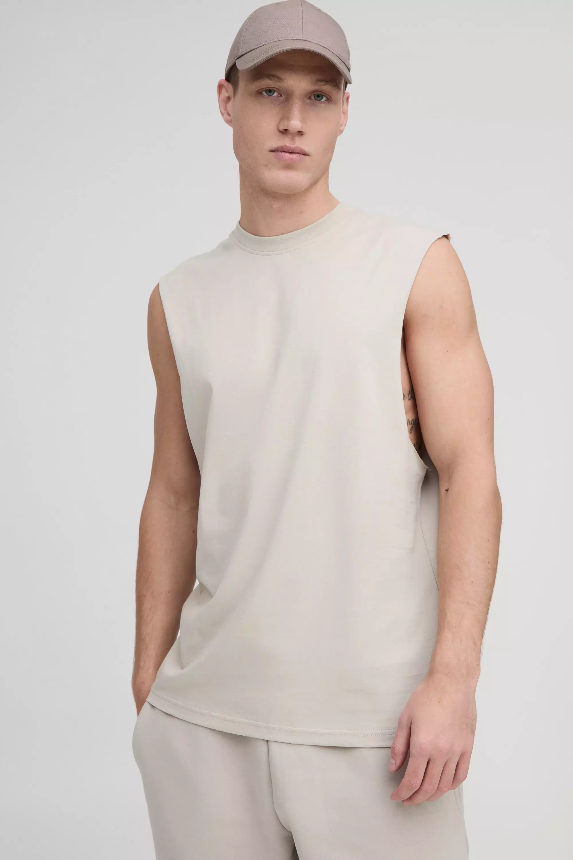 Basic Tanktop mit weiten Ärmeln, Stone alternatives Bild