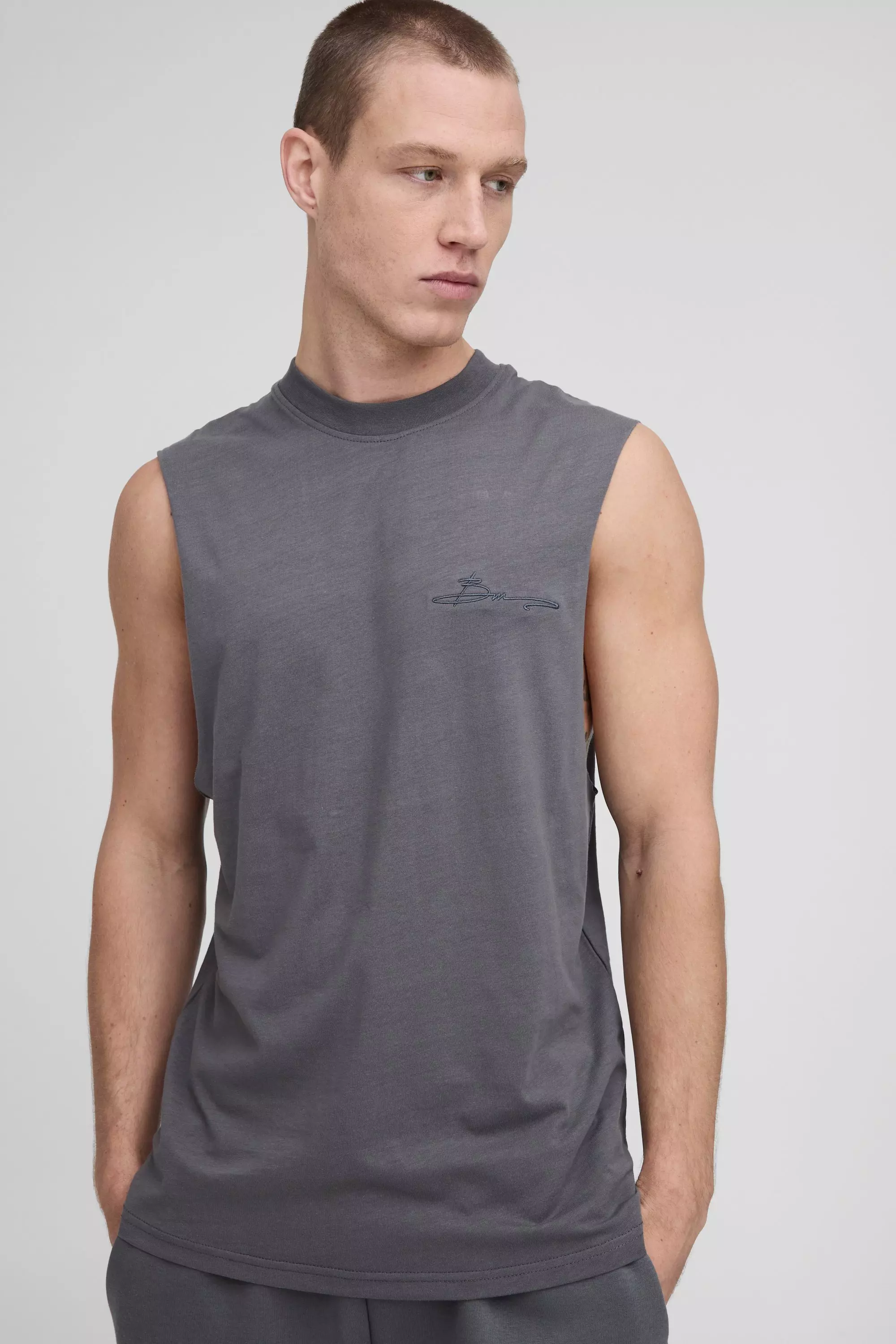 BM Signature Basic Tanktop mit weiten Ärmeln, Charcoal alternatives Bild