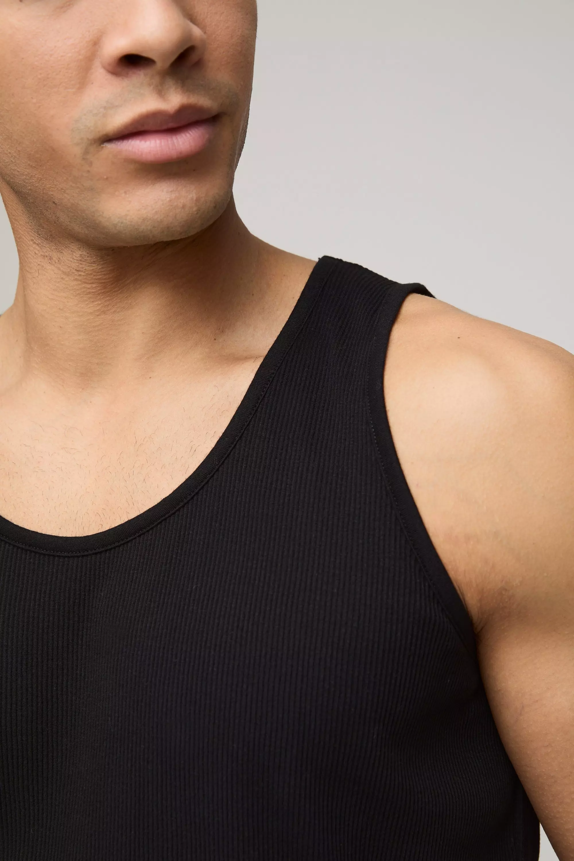 Regular Fit Basic Ribbed Undershirt | boohooMAN USA