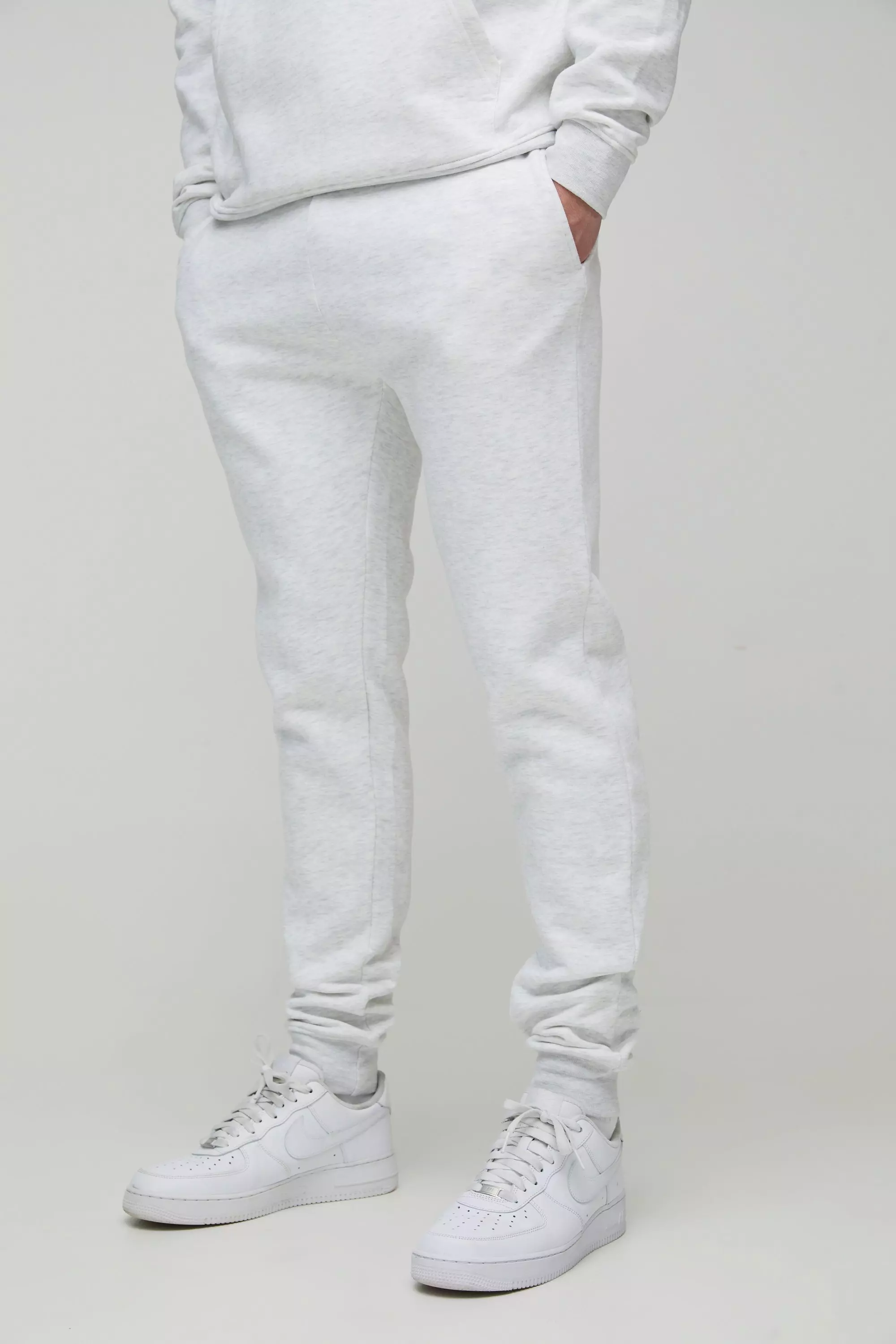 Grey marl Tall 330GSM Skinny Fit Basic Joggers alternative image