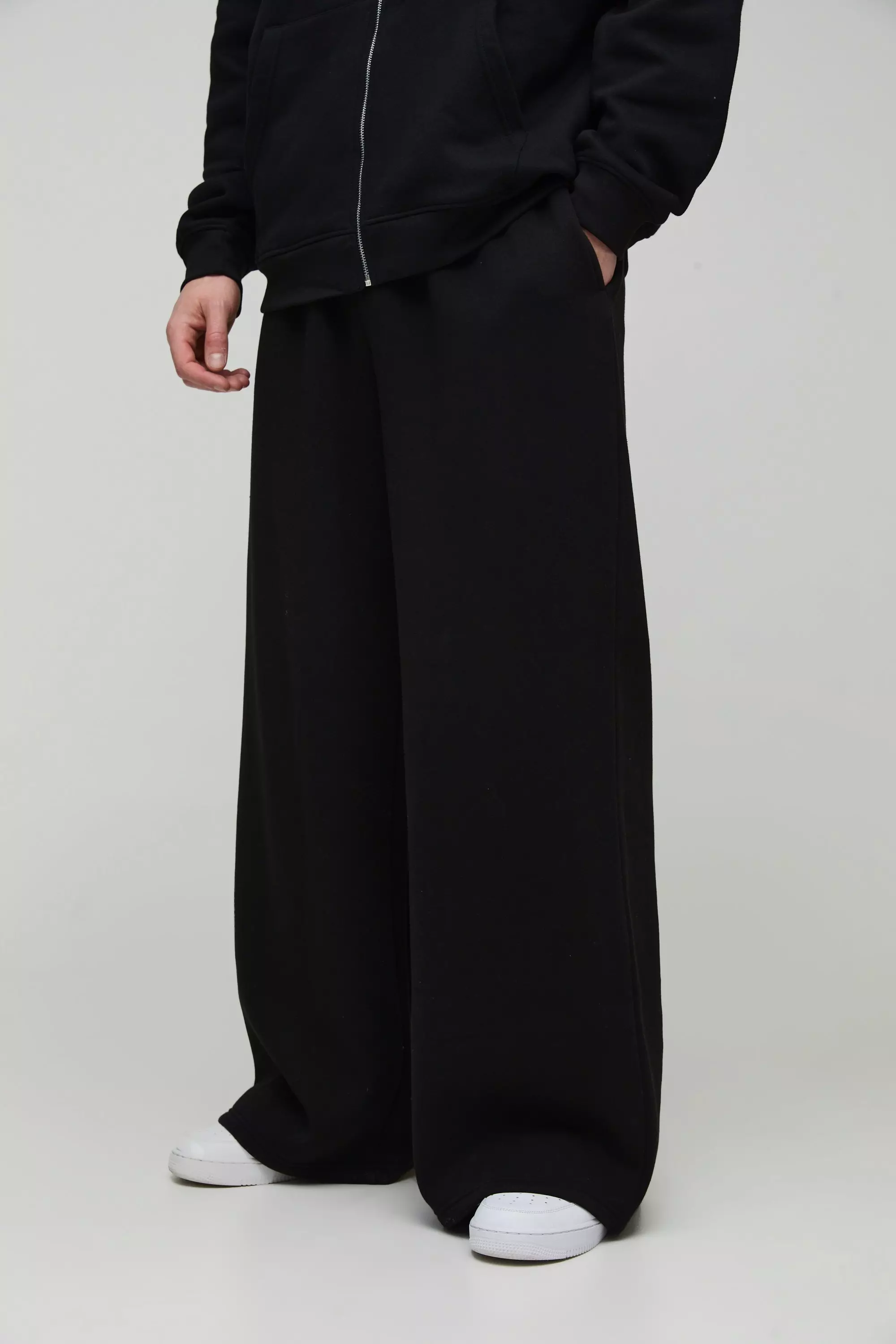 Black Tall 330GSM Extreme Wide Leg Basic Joggers alternative image