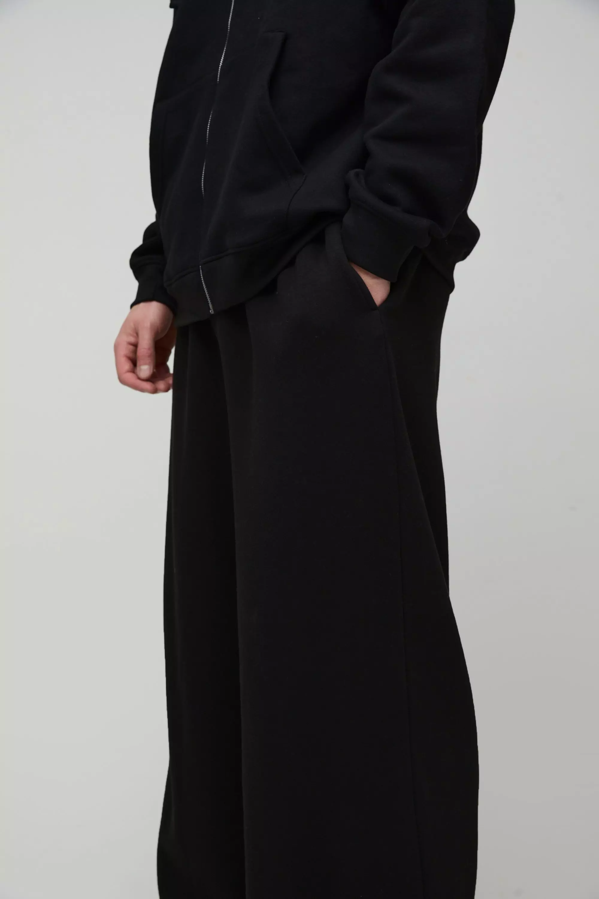Black Tall 330GSM Extreme Wide Leg Basic Joggers alternative image