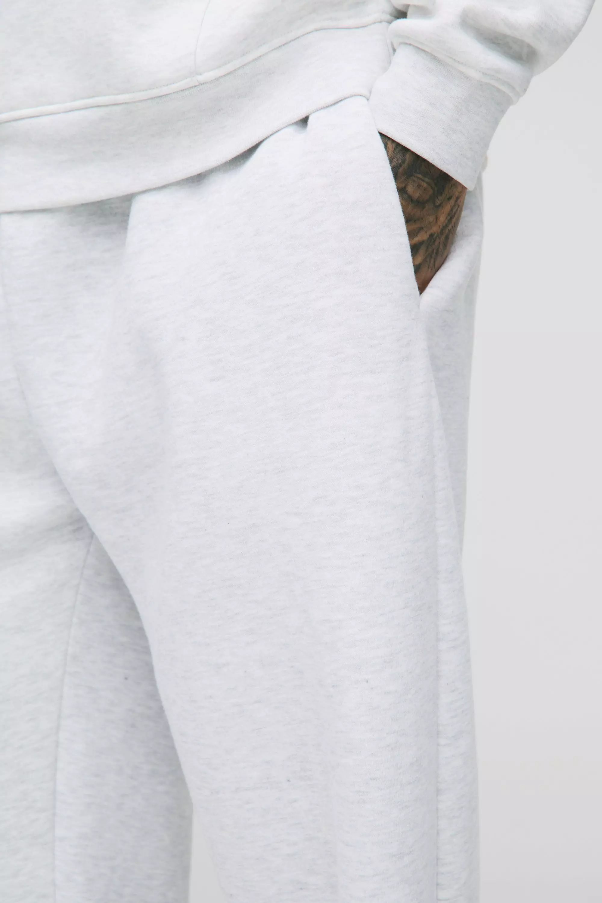 Grey marl Tall 330GSM Extreme Wide Leg Basic Joggers alternative image