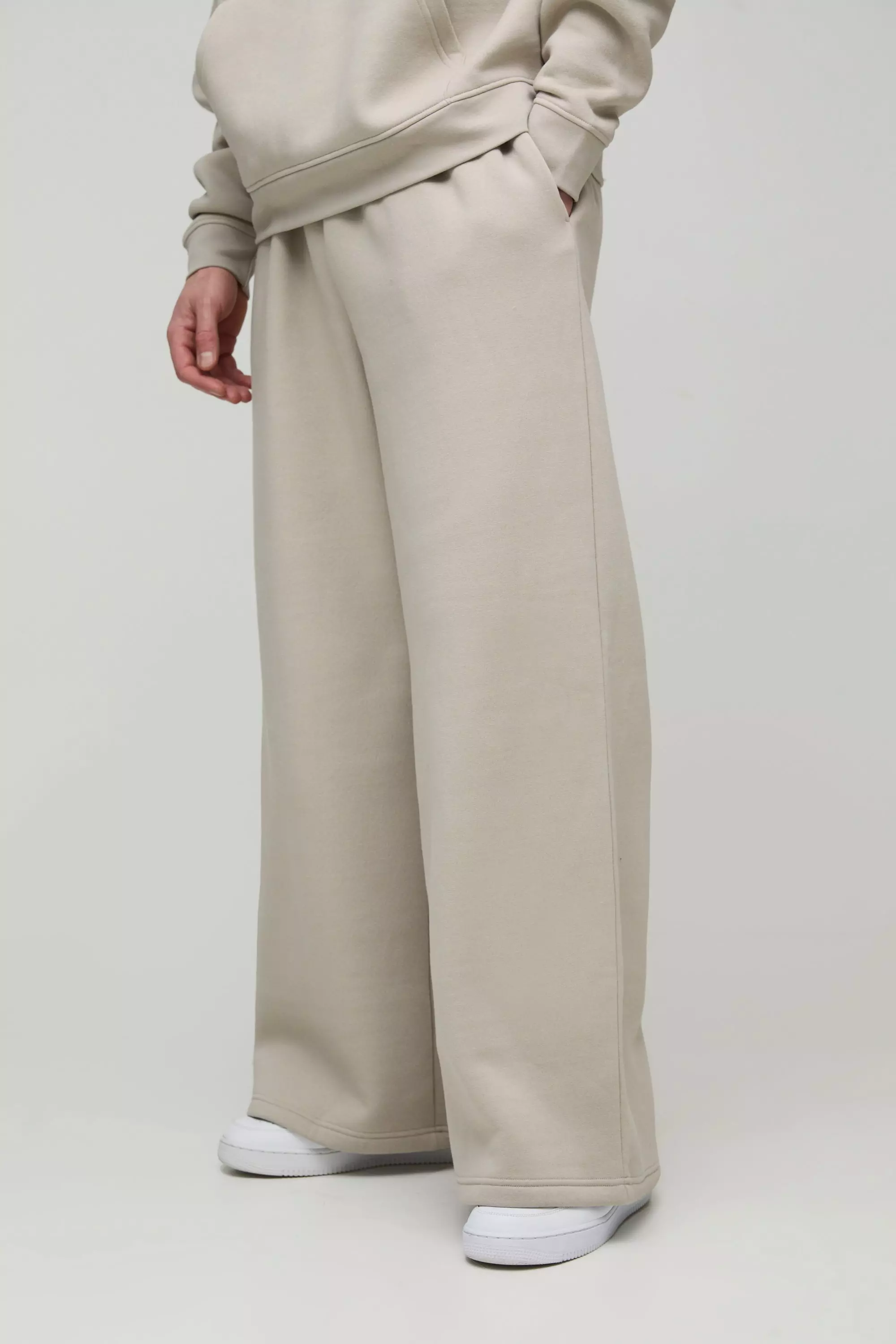 Tall 330GSM Extreme Wide Leg Basic Joggers Stone