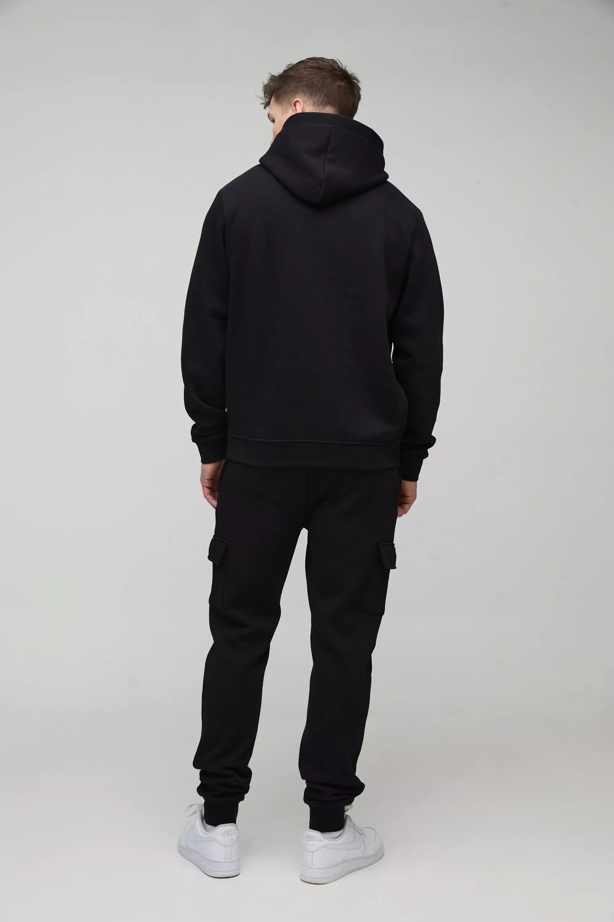 Black Tall 330GSM Skinny Fit Basic Cargo Sweatpants alternative image