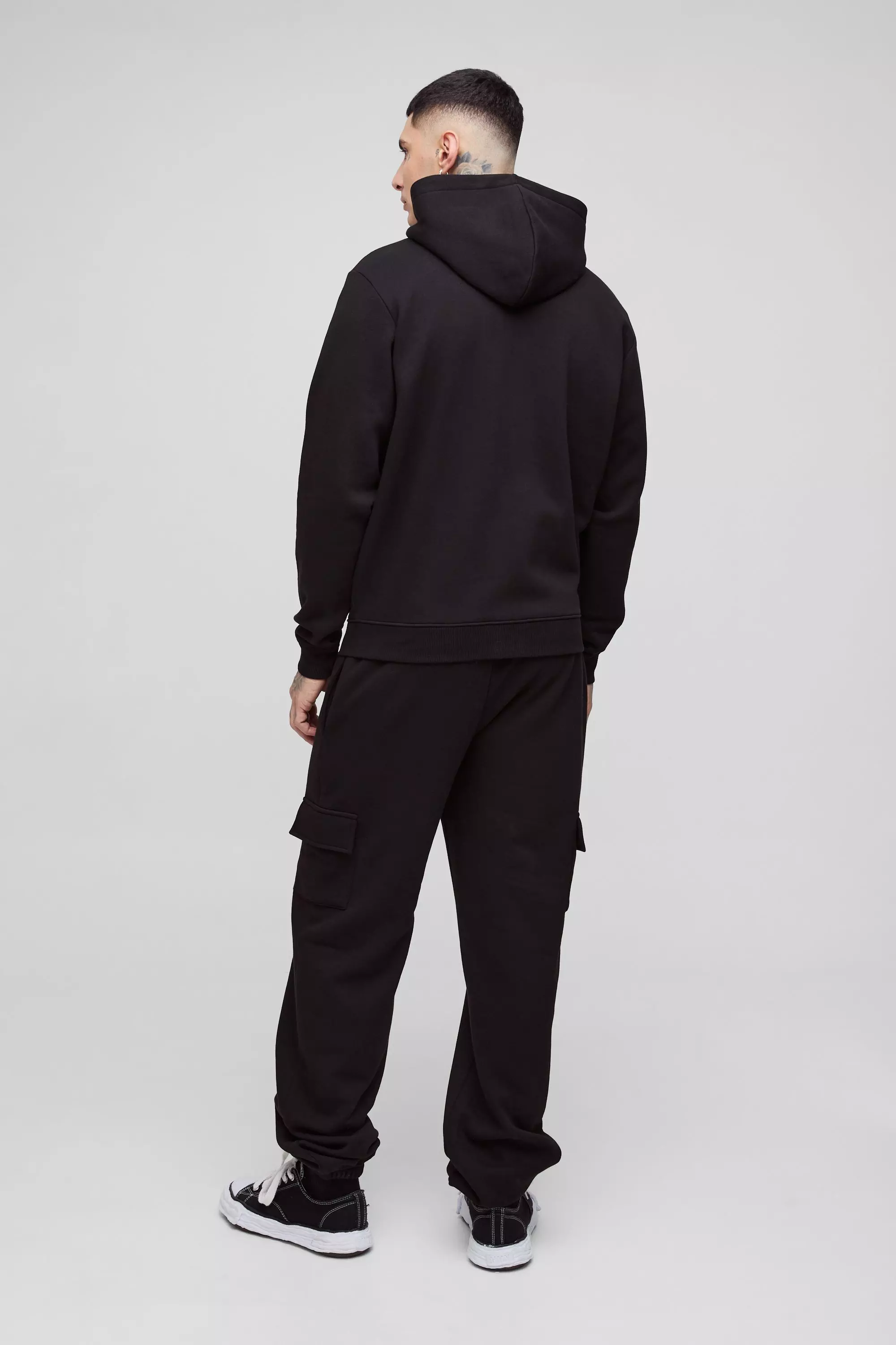 Black Tall 330GSM Relaxed Fit Basic Cargo Joggers alternative image