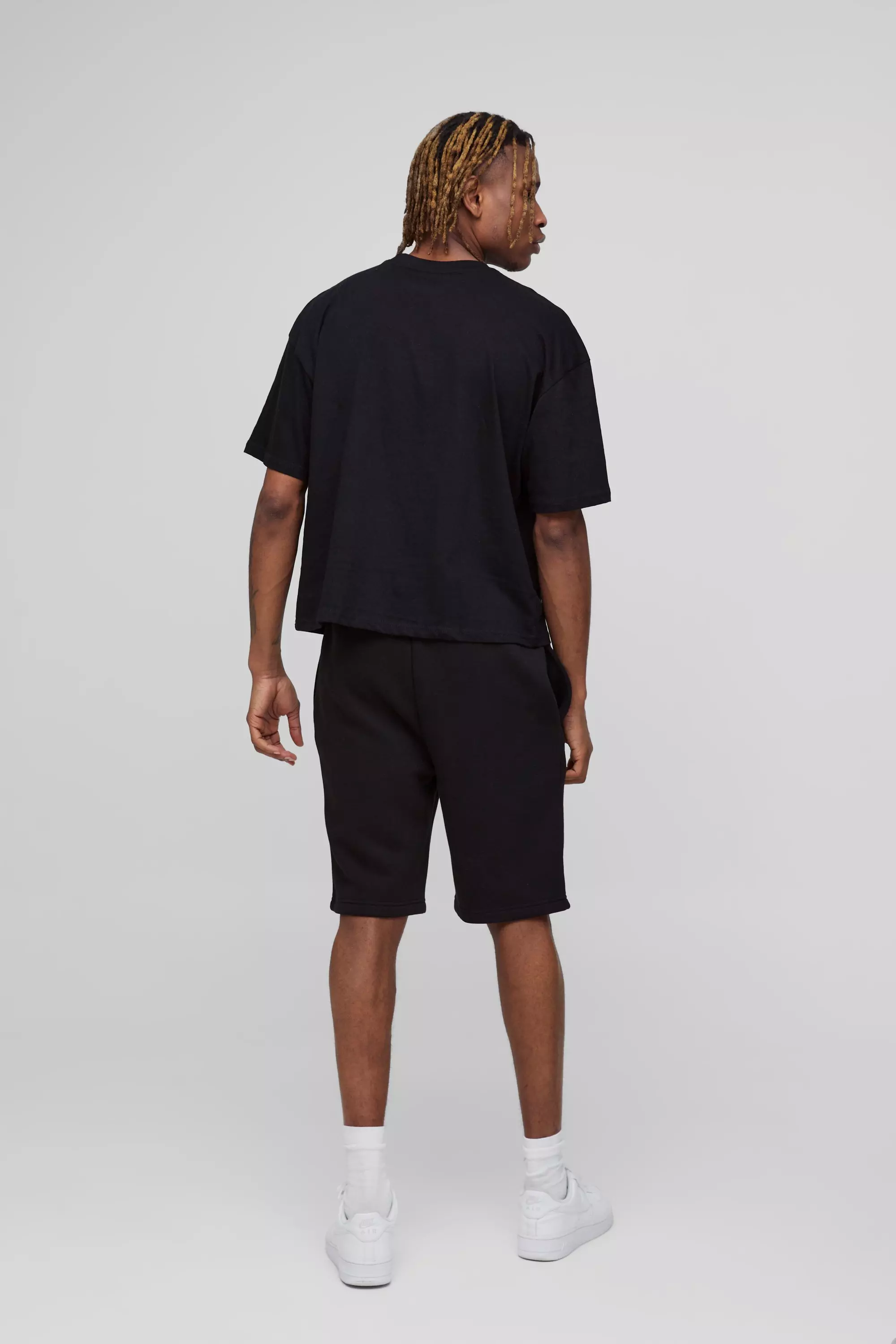 Black Tall Slim Fit Mid Length Basic Shorts alternative image