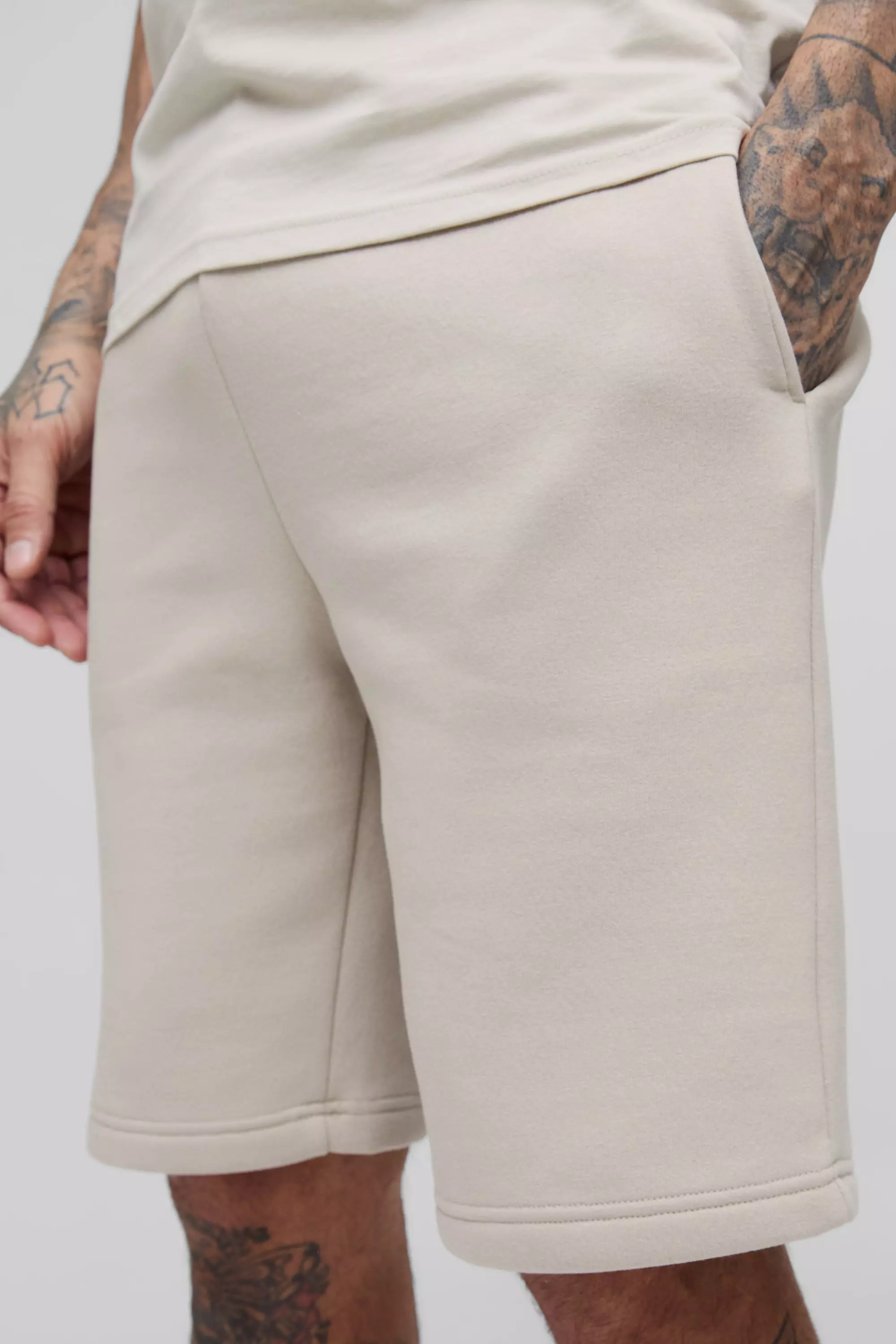 Stone Tall Slim Fit Mid Length Basic Shorts alternative image