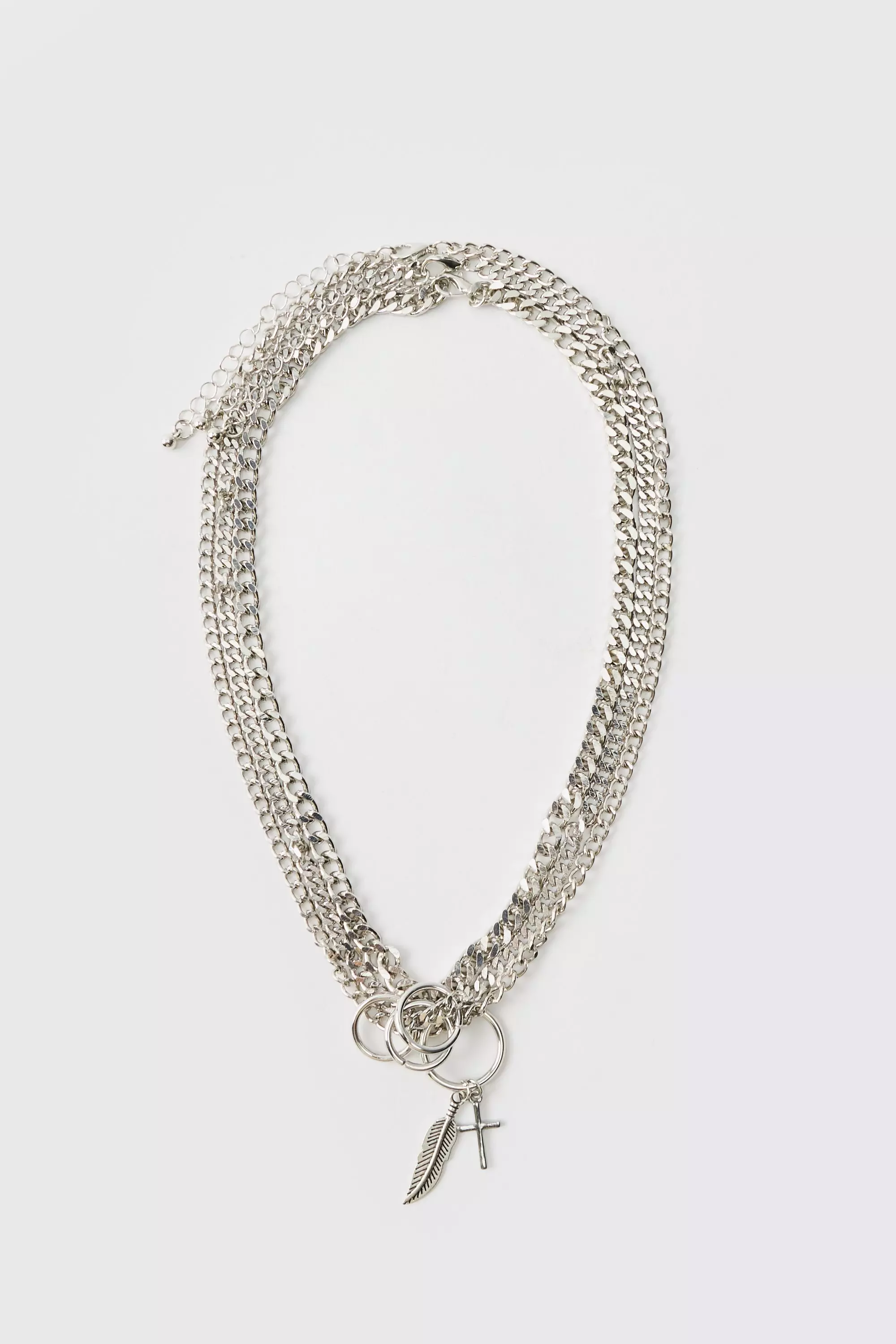 Layered Necklace In Silver Silver