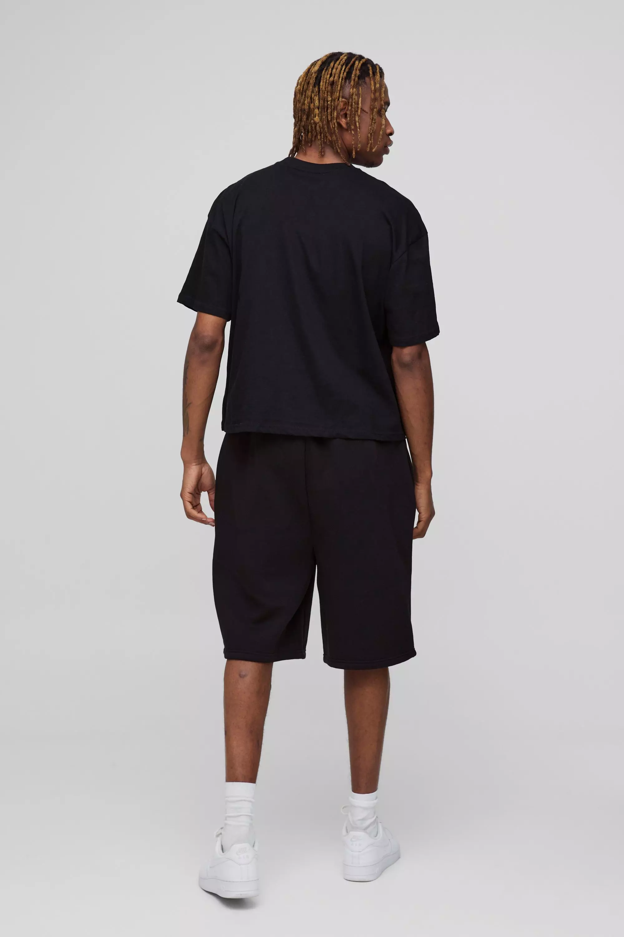 Pantaloncini Tall Oversize Basic Con Cavallo Sceso, Black immagine alternativa