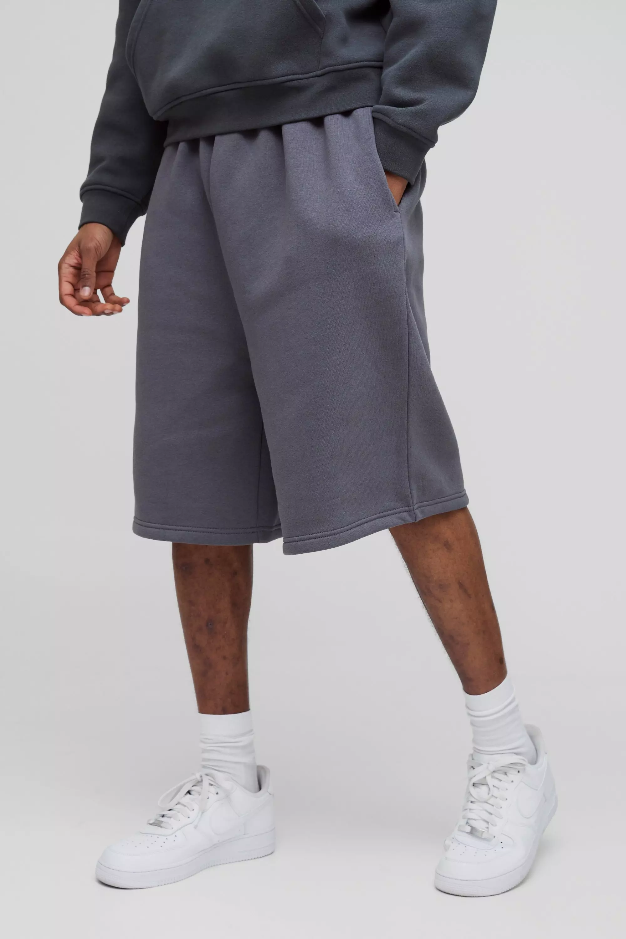 Charcoal Tall Oversized Drop Crotch Basic Shorts alternative image