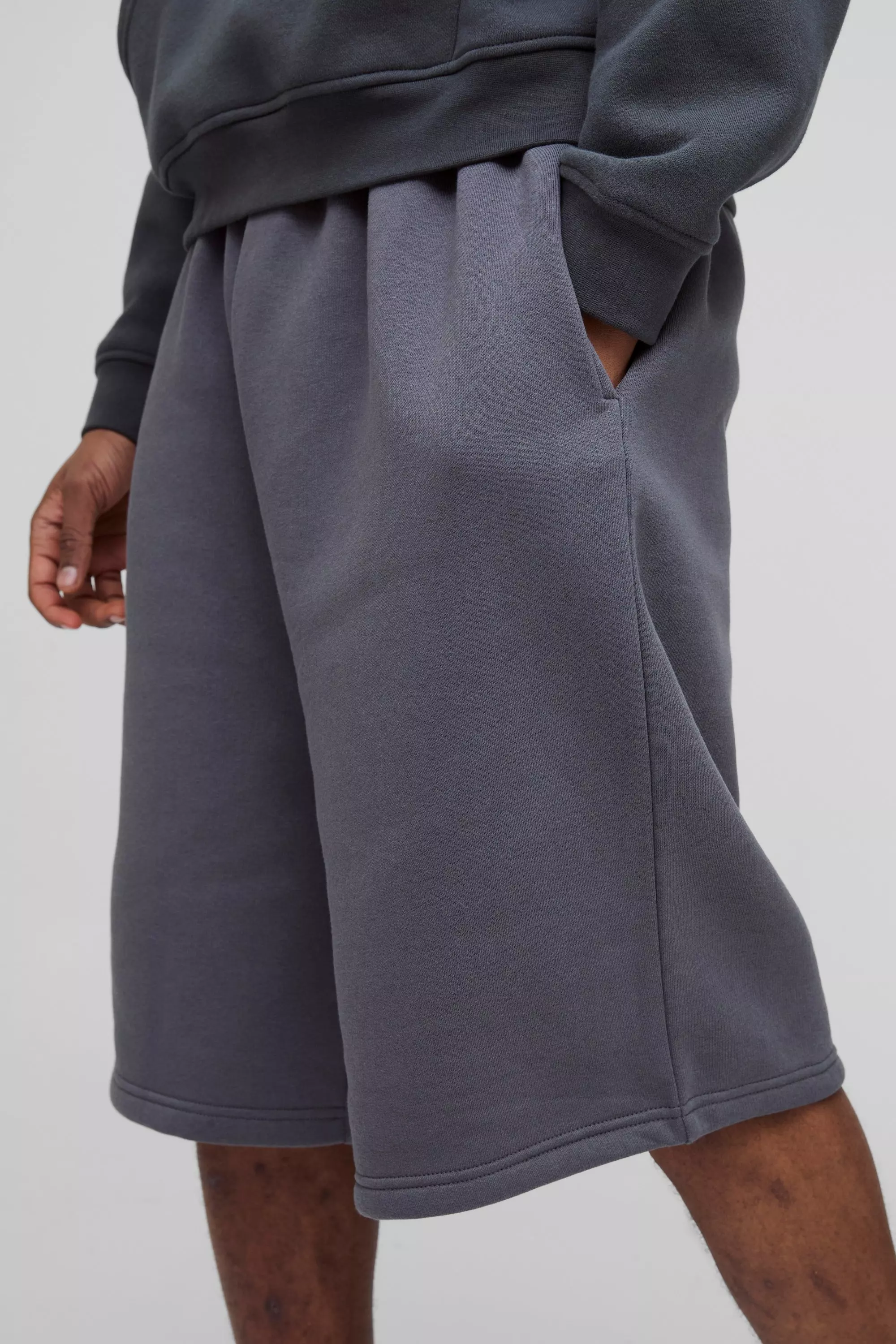 Charcoal Tall Oversized Drop Crotch Basic Shorts alternative image
